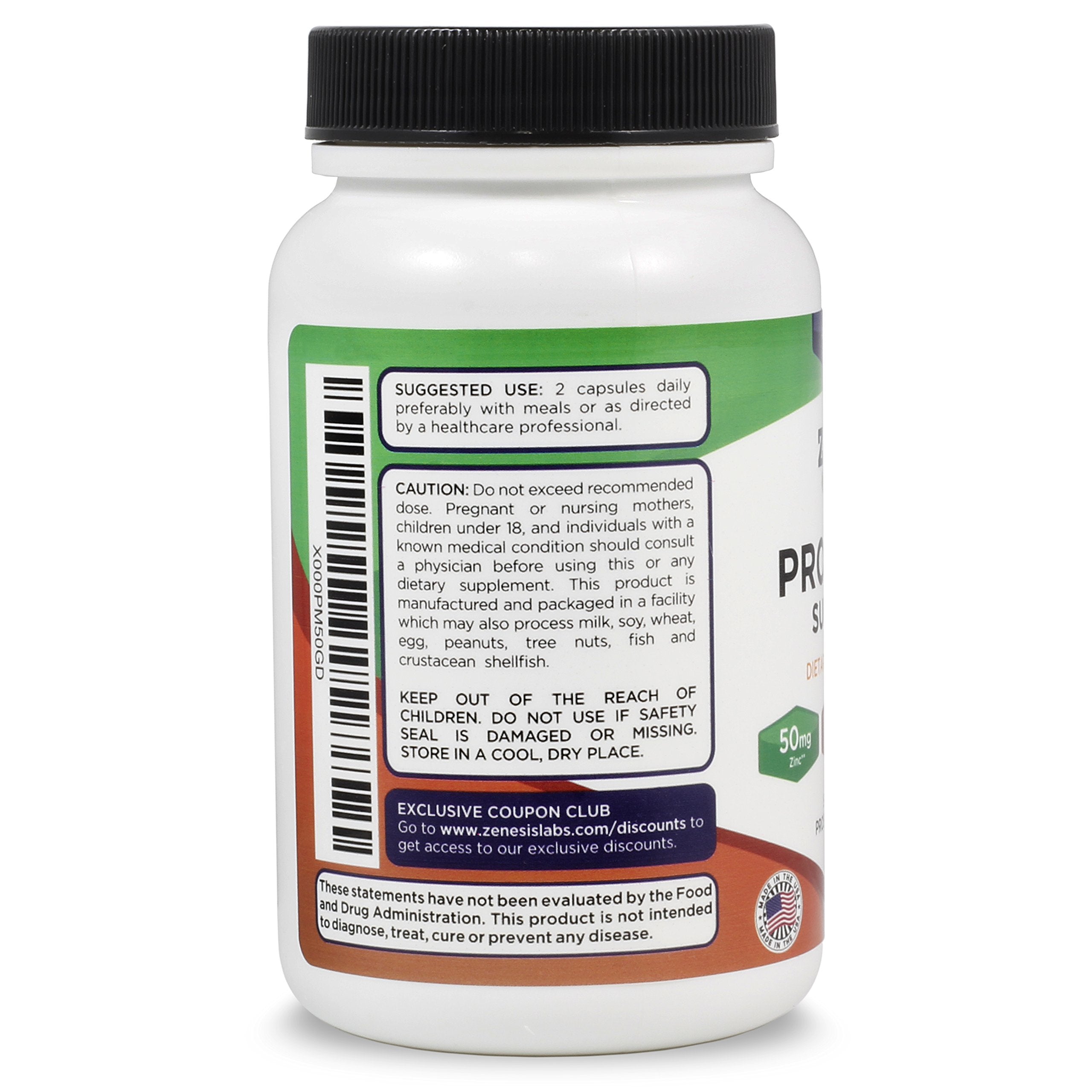 Zinc et cuivre en capsules Zenesis Labs pour le maintien nutritionnel.