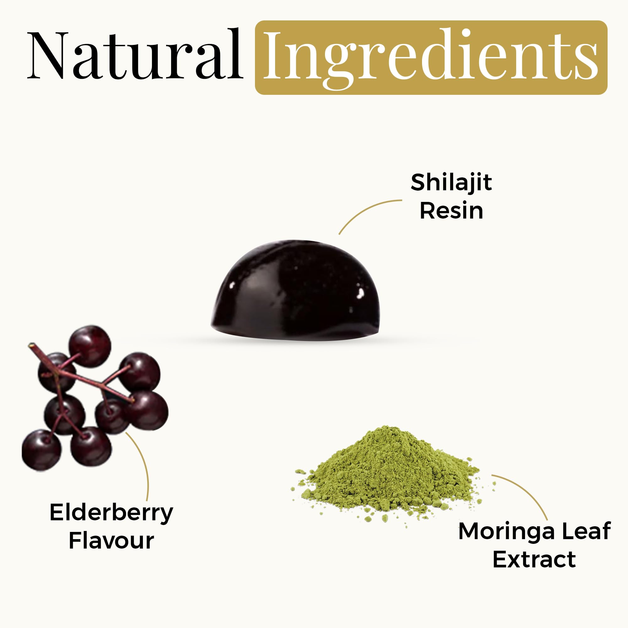 Gommes Zenith Ritual Shilajit Moringa, texture douce et goût agréable.