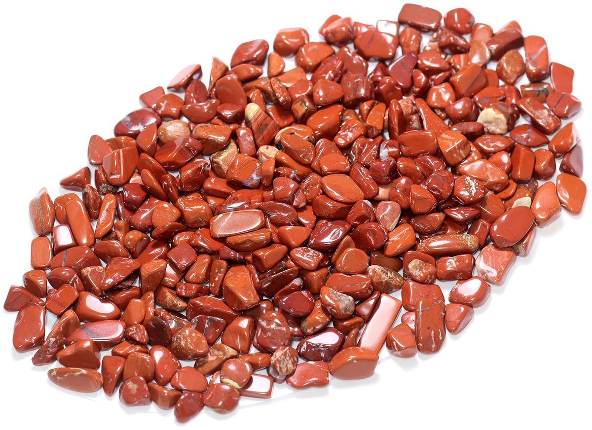 ZenQ jaspe rouge : éclats polis brillants pour décorations.
