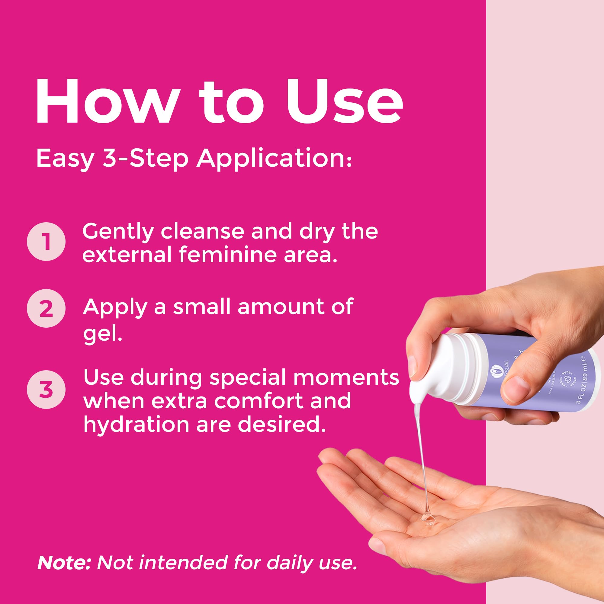 Utilisation quotidienne du gel intime ZENZSUAL pour hydratation légère.