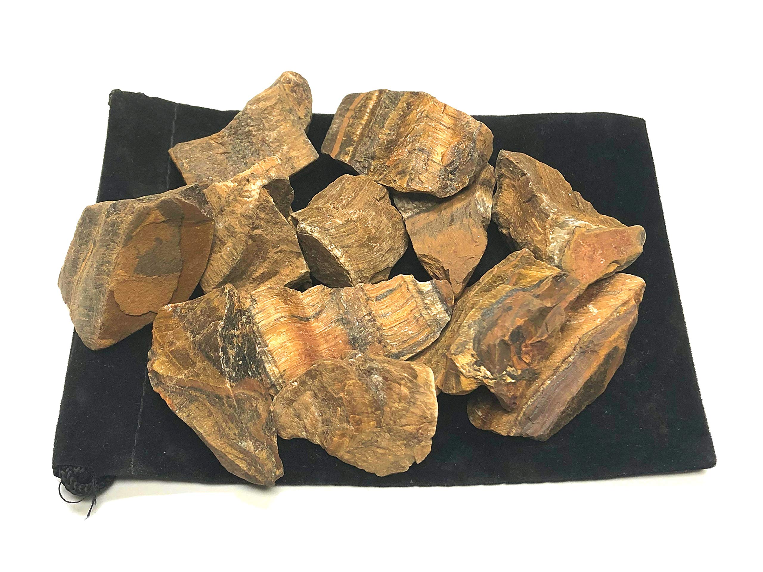Zentron Crystal Collection — pierres brutes œil de tigre doré, parfaites pour polissage et créations artisanales.