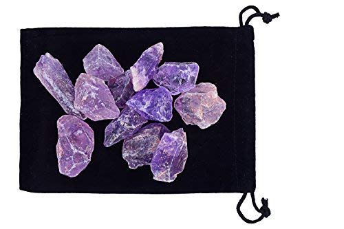 Zentron Crystal Collection améthyste brute dans sachet velours, parfait pour rangement et décoration.