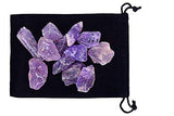 Zentron Crystal Collection améthyste brute dans sachet velours, parfait pour rangement et décoration.