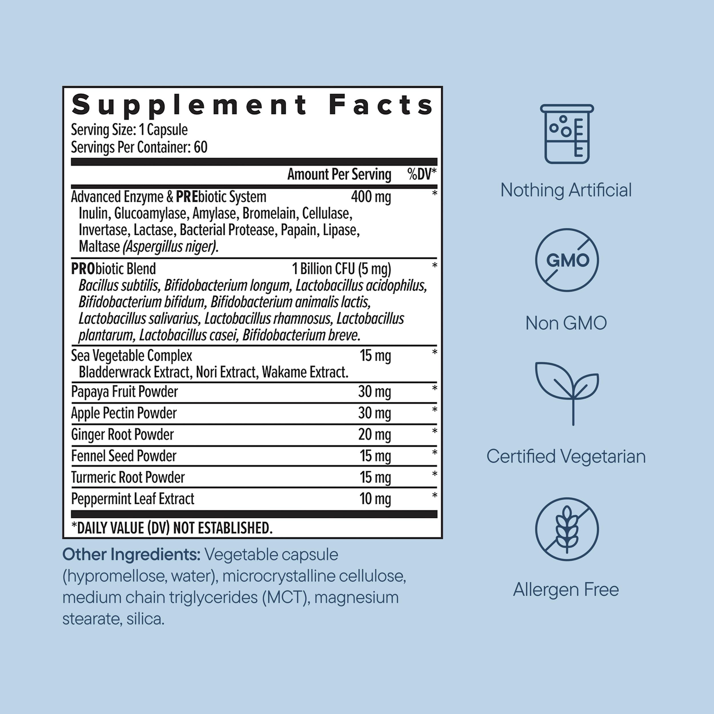 Zenwise Digestive Enzymes : étiquette claire et ingrédients exposés pour la transparence