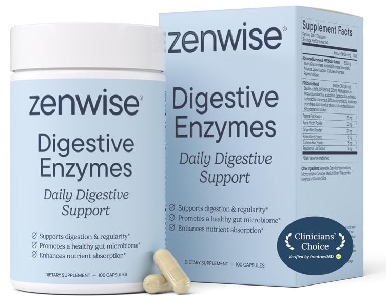 Zenwise, bouteille d'enzymes digestives pour confort digestif.