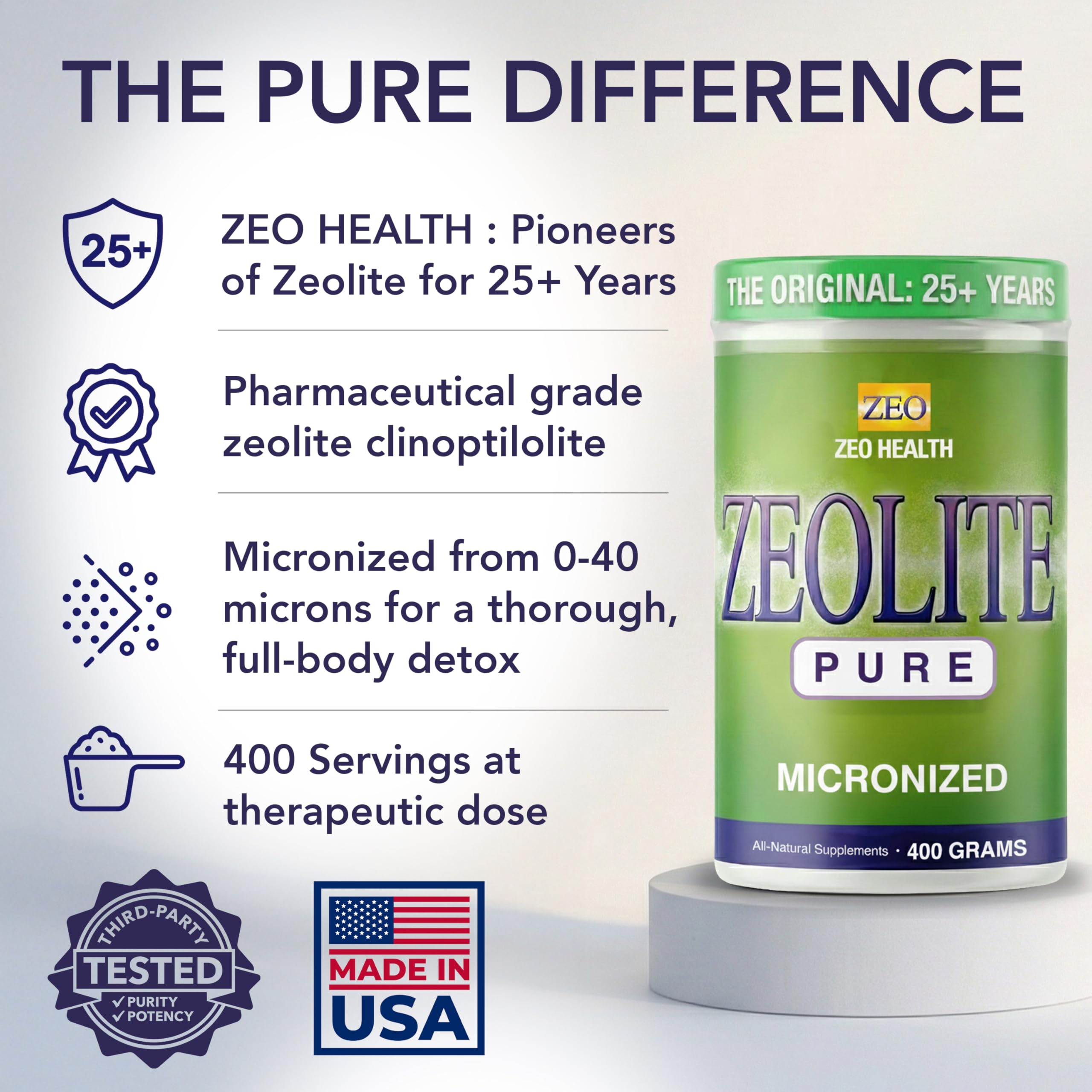 Zeolite Pure, dose mesurée facilitant l’ajout dans l’eau.