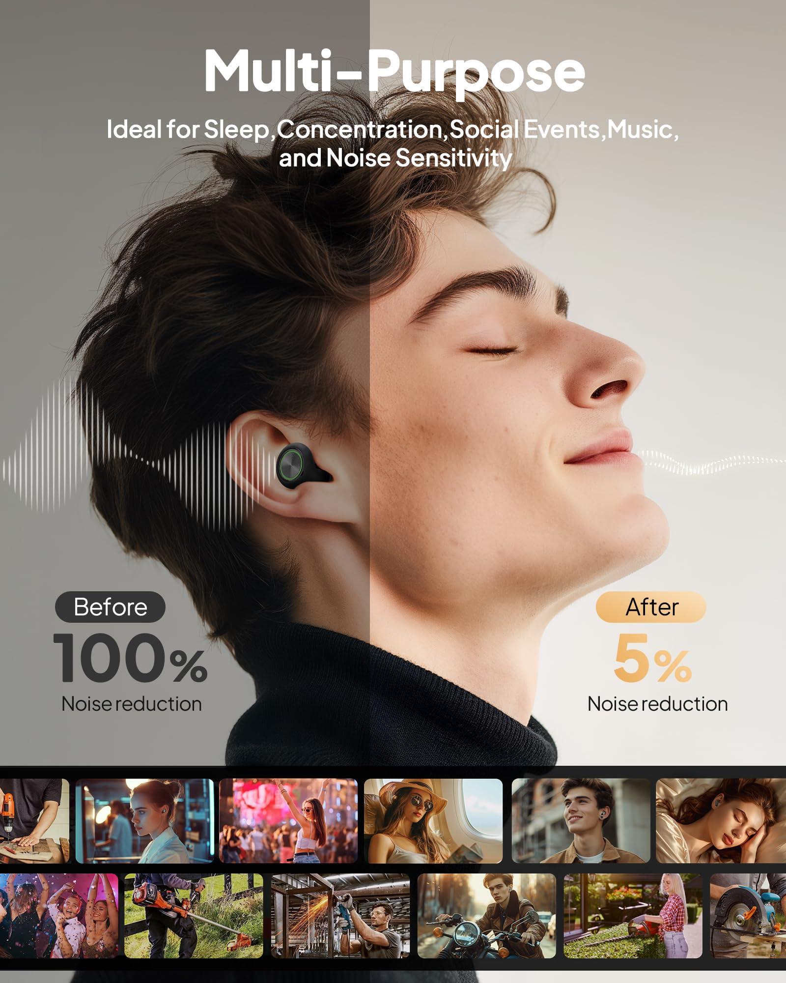 Zephronic bouchons oreille tailles XS à L pour ajustement sûr.