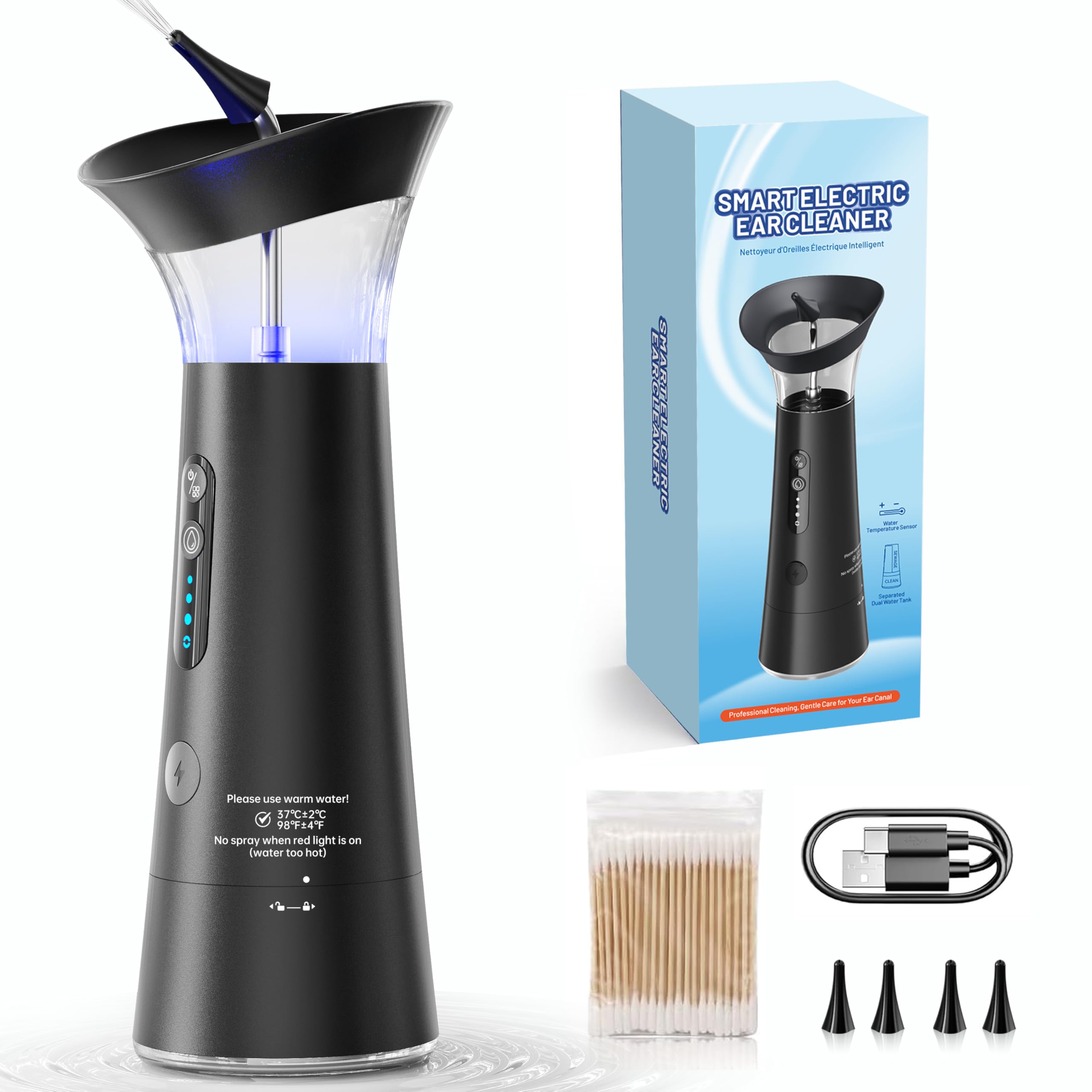 Zephronic kit-lavage-oreilles avec buse angle 126°, confort accru lors du rinçage.
