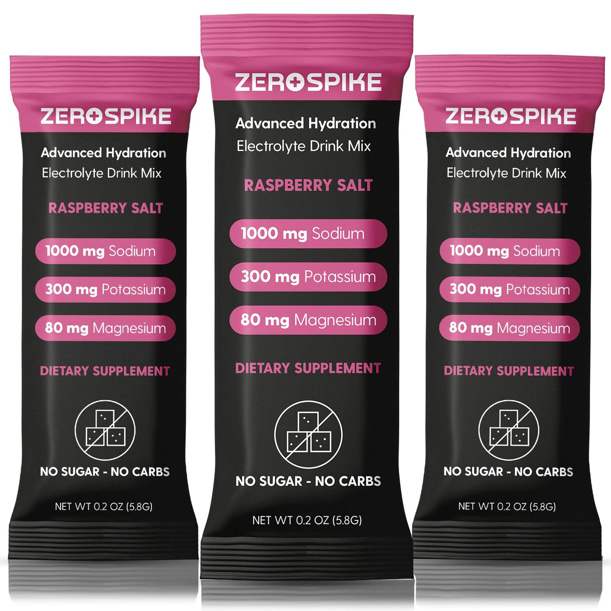 Zerospike électrolytes sans sucre – sachet framboise, hydratation rapide après l'effort