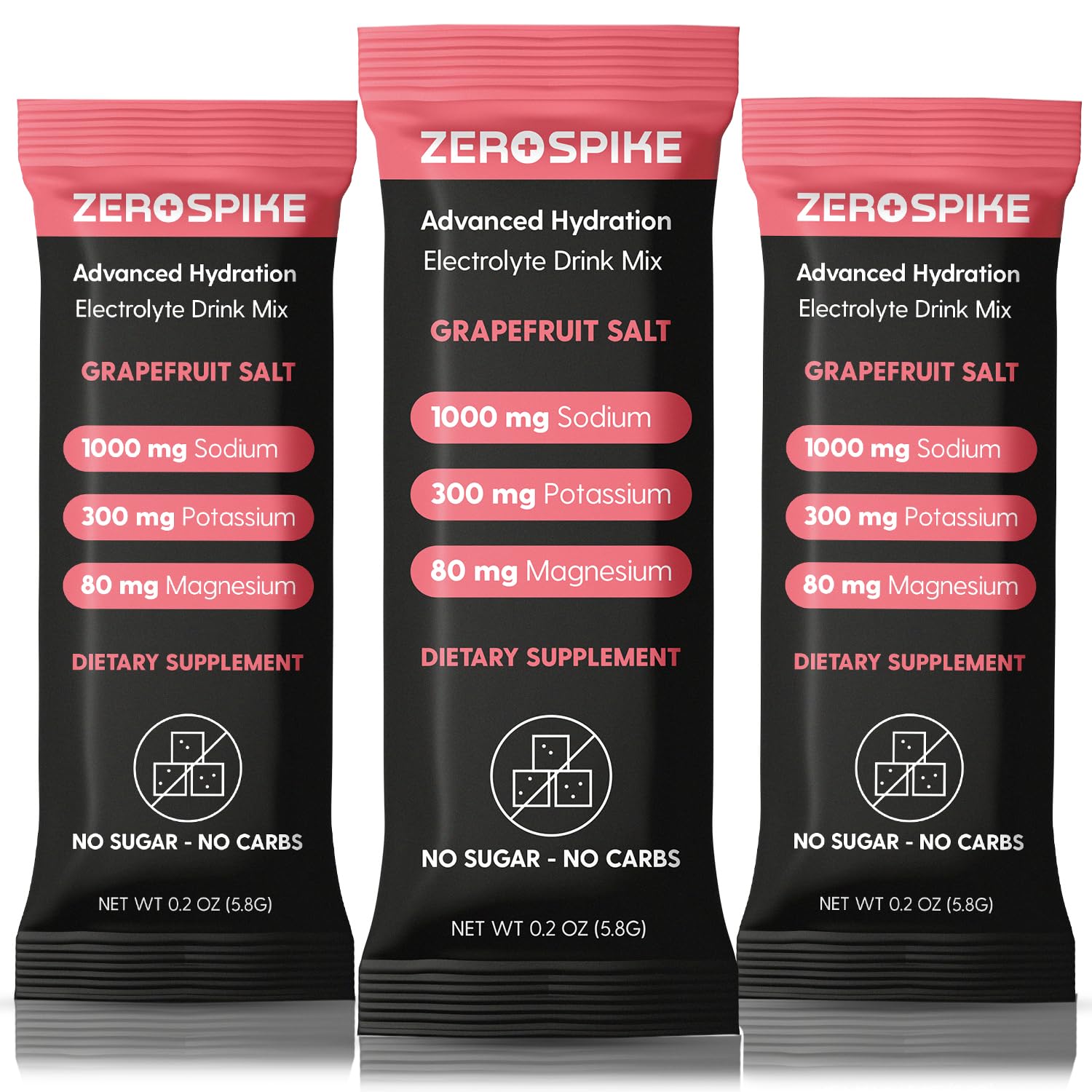 Sachets Zerospike électrolytes sans sucre au goût pamplemousse, hydratation pratique.