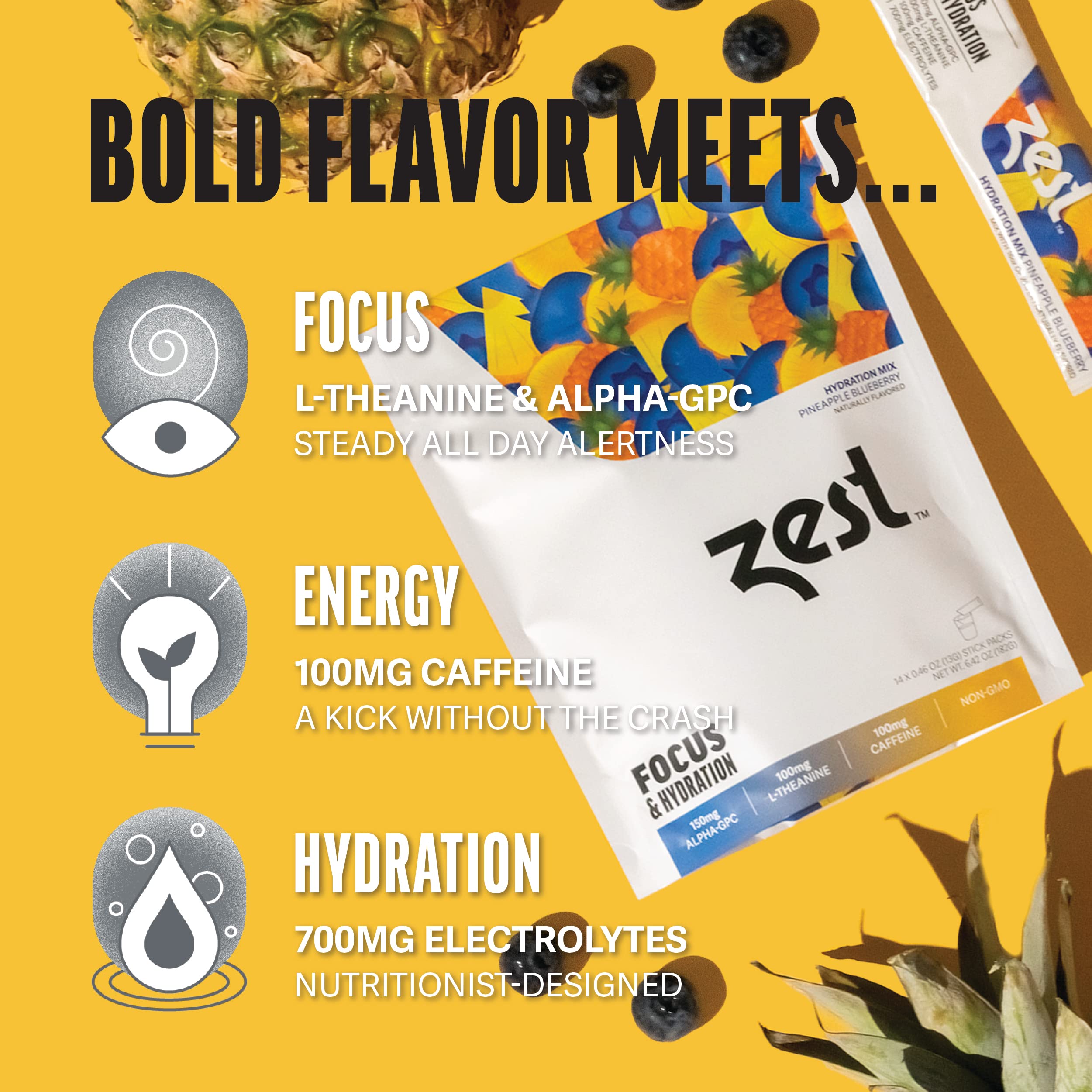 ZEST Focus emballage 14 paquets, pratique et portable