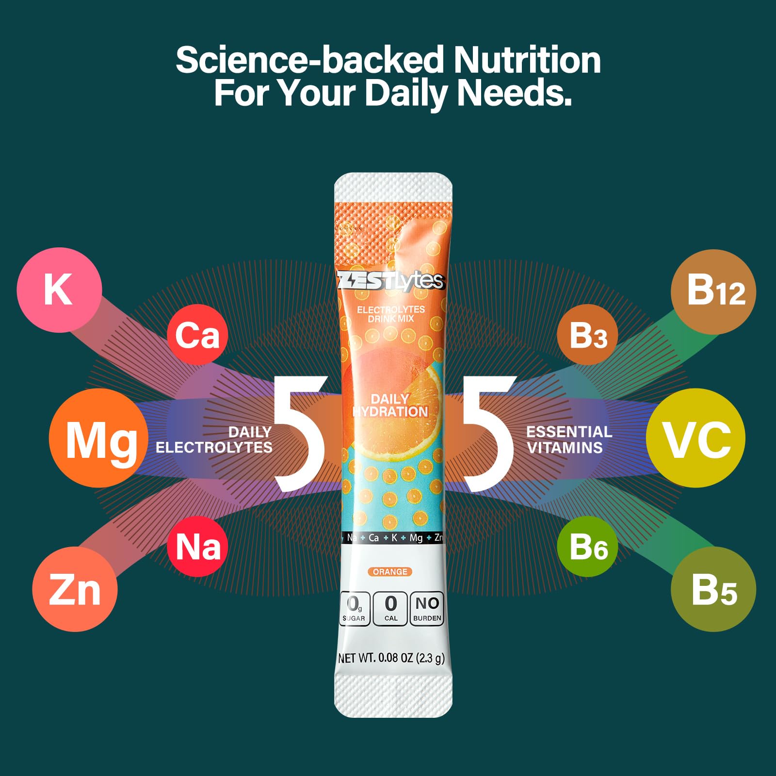 Poudre électrolytique ZestLytes orange, mélange rapide après l'exercice