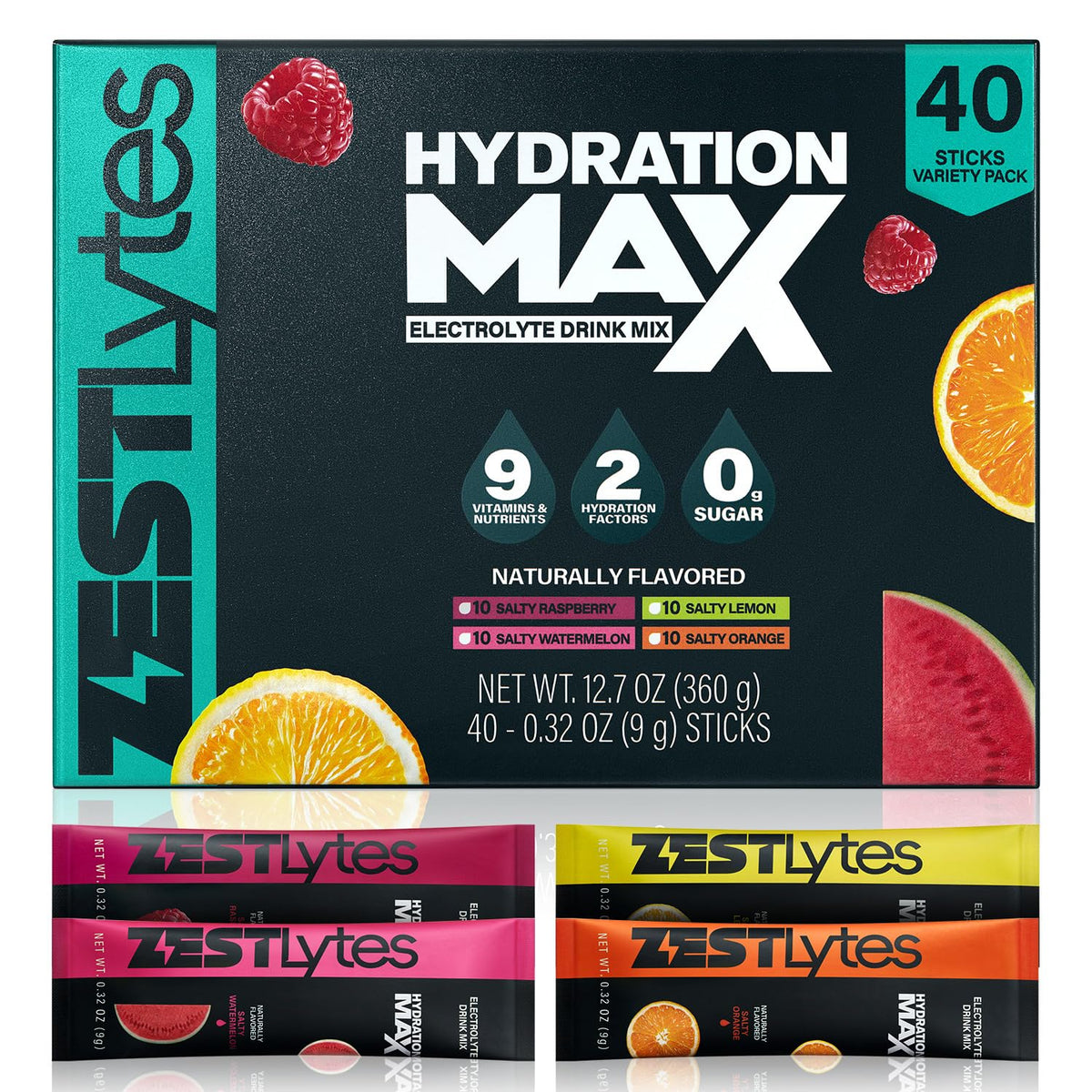 ZestLytes sachet électrolytique saveur fruits salés prêt à mélanger après entraînement.