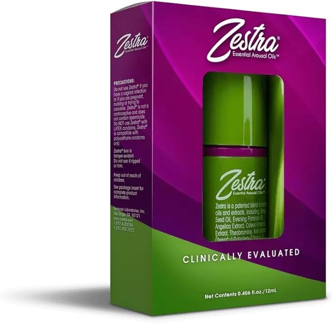 Zestra Huile d’Excitation — bouteille élégante prête à l’emploi pour une stimulation rapide et discrète.