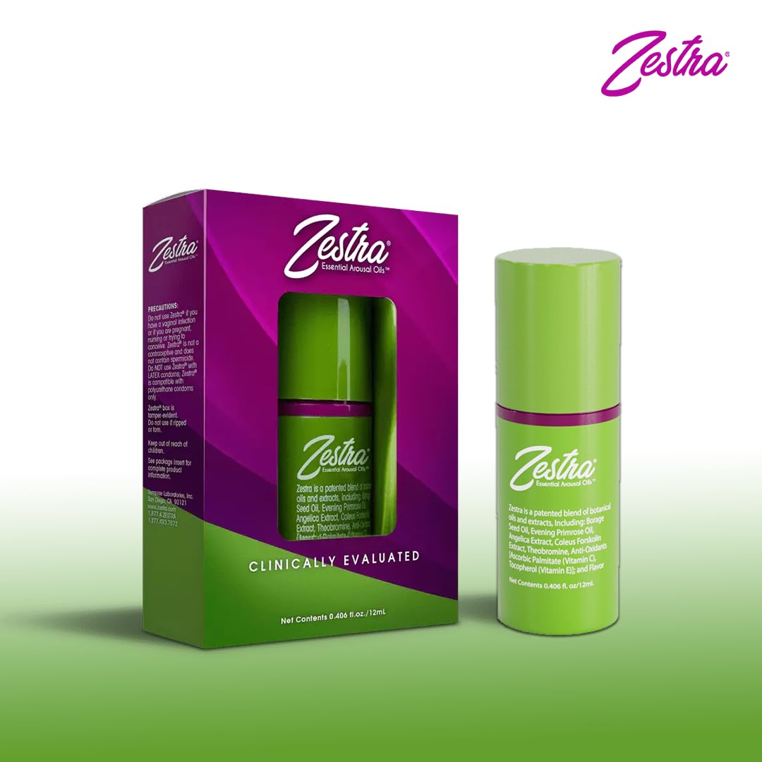 Zestra Huile d’Excitation — emballage élégant et pratique pour le rangement.