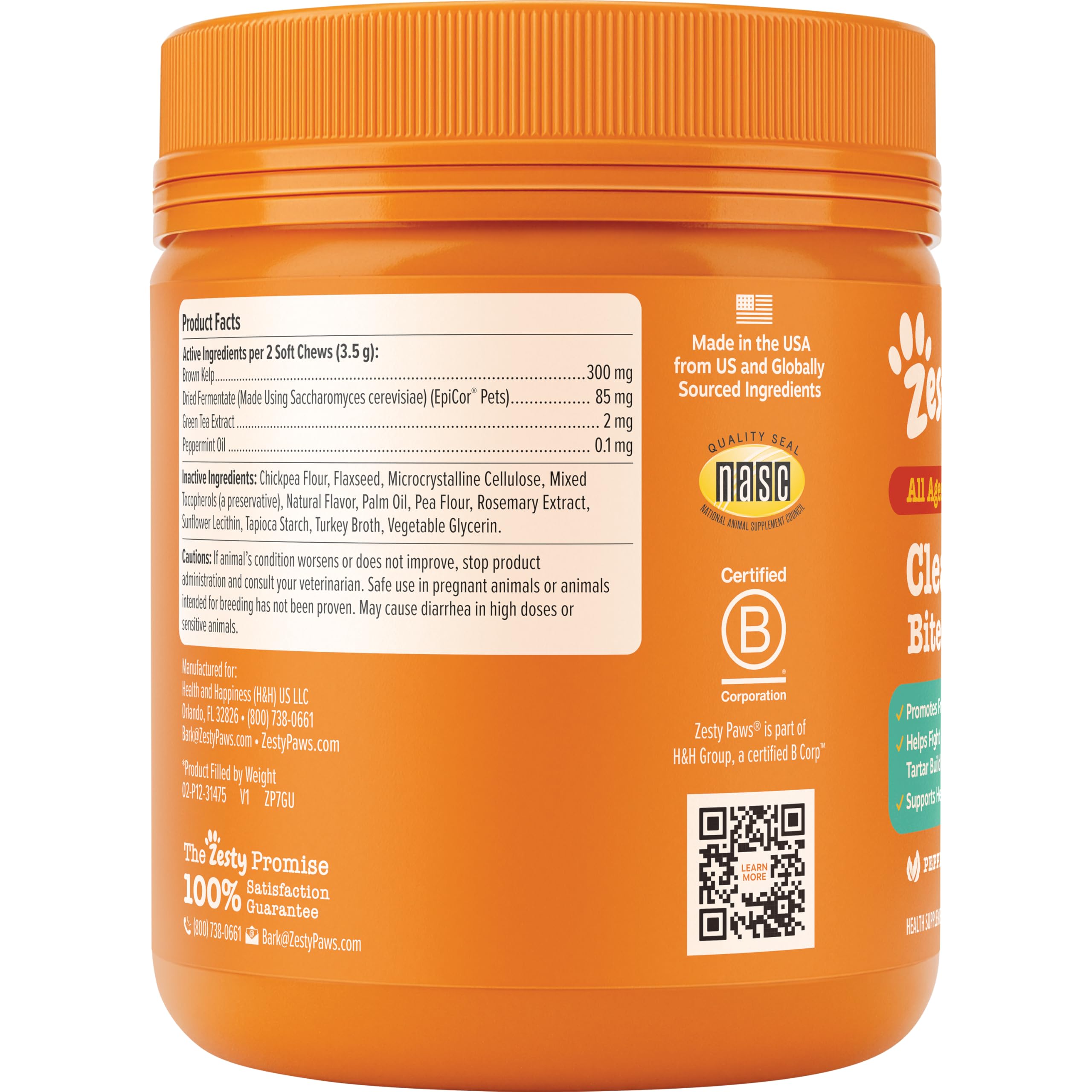 Zesty Paws Clean Breath Bites menthe, morceaux savoureux pour récompenser votre chien.