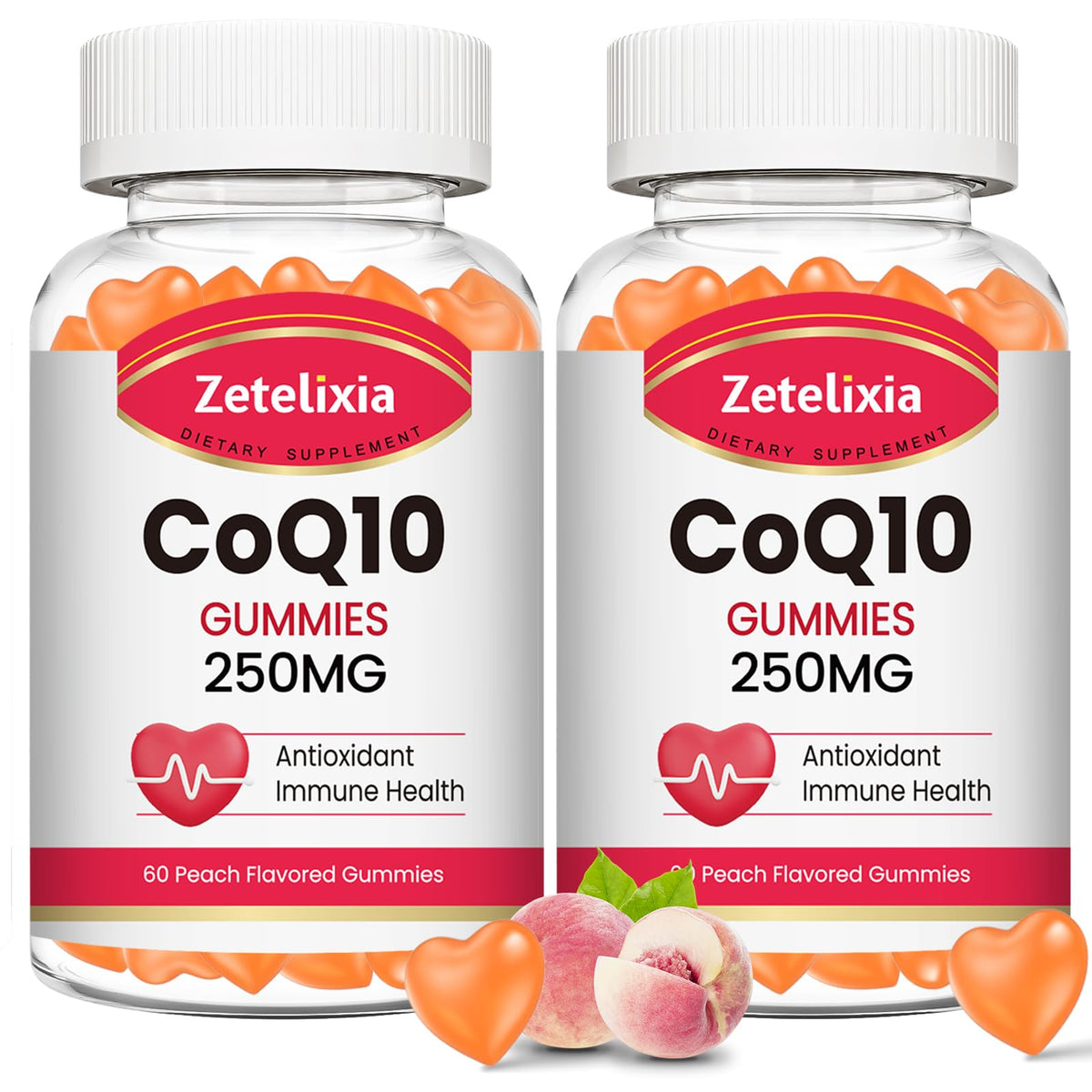 Gommes Zetelixia CoQ10 dans bouteille, soutien potentiel d'énergie au quotidien.