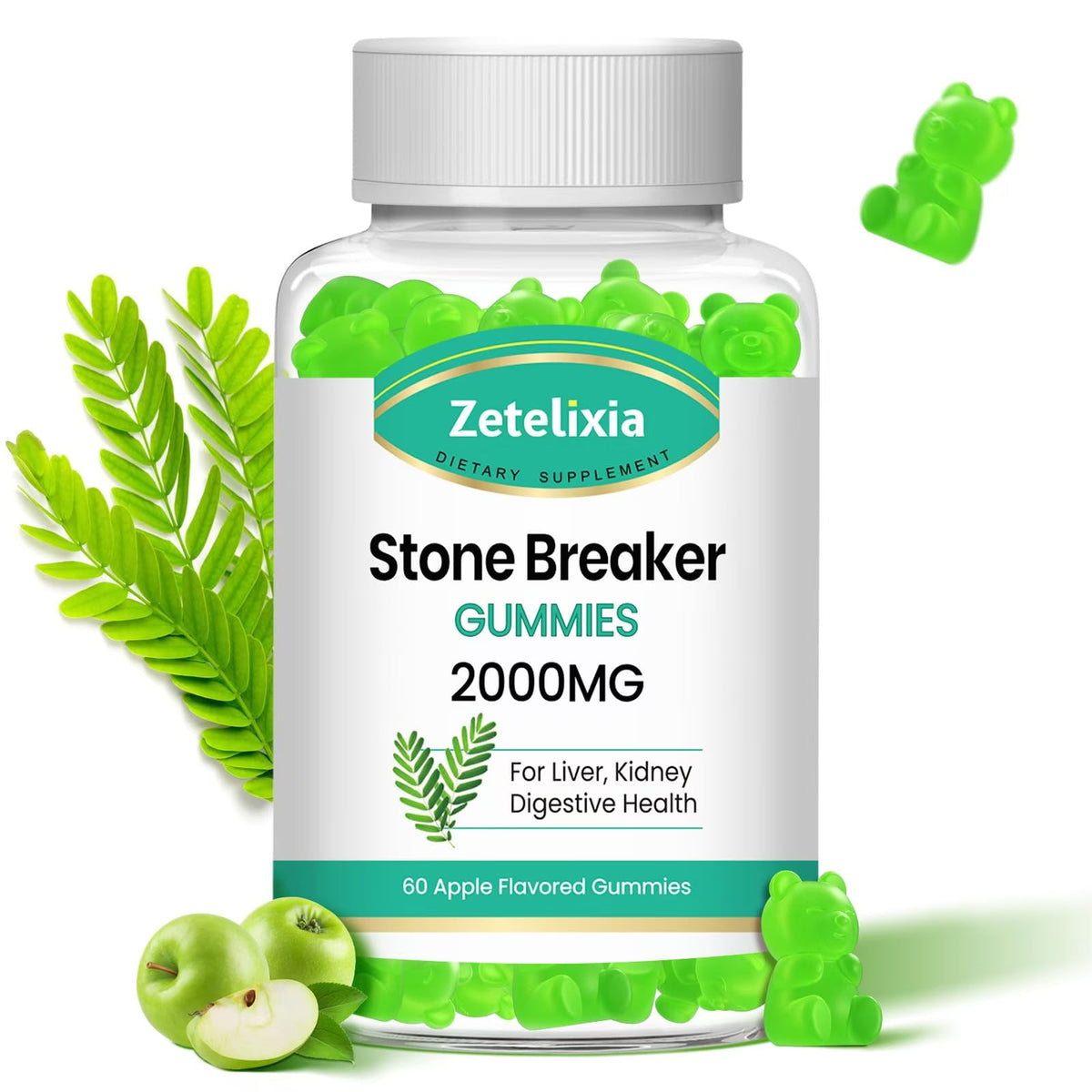 Gommes Zetelixia casse-pierres en bouteille pour le soutien rénal potentiel