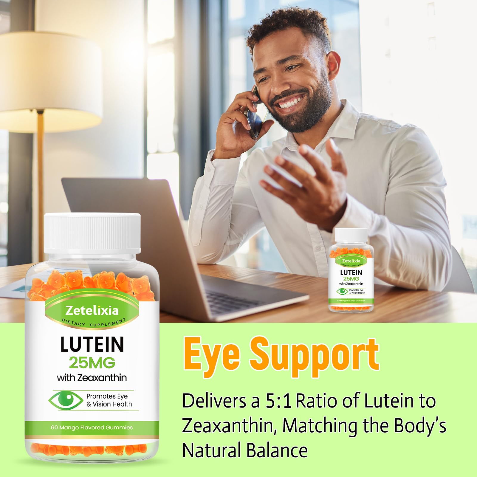 Zetelixia gommes lutéine et zéaxanthine: soutien visuel quotidien.