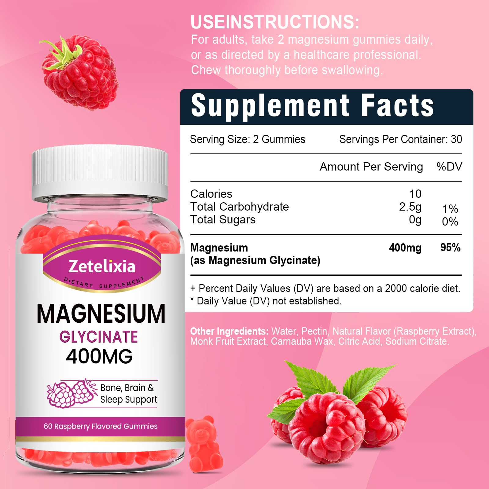 Gommes Zetelixia framboise, texture gourmande et apport quotidien agréable.