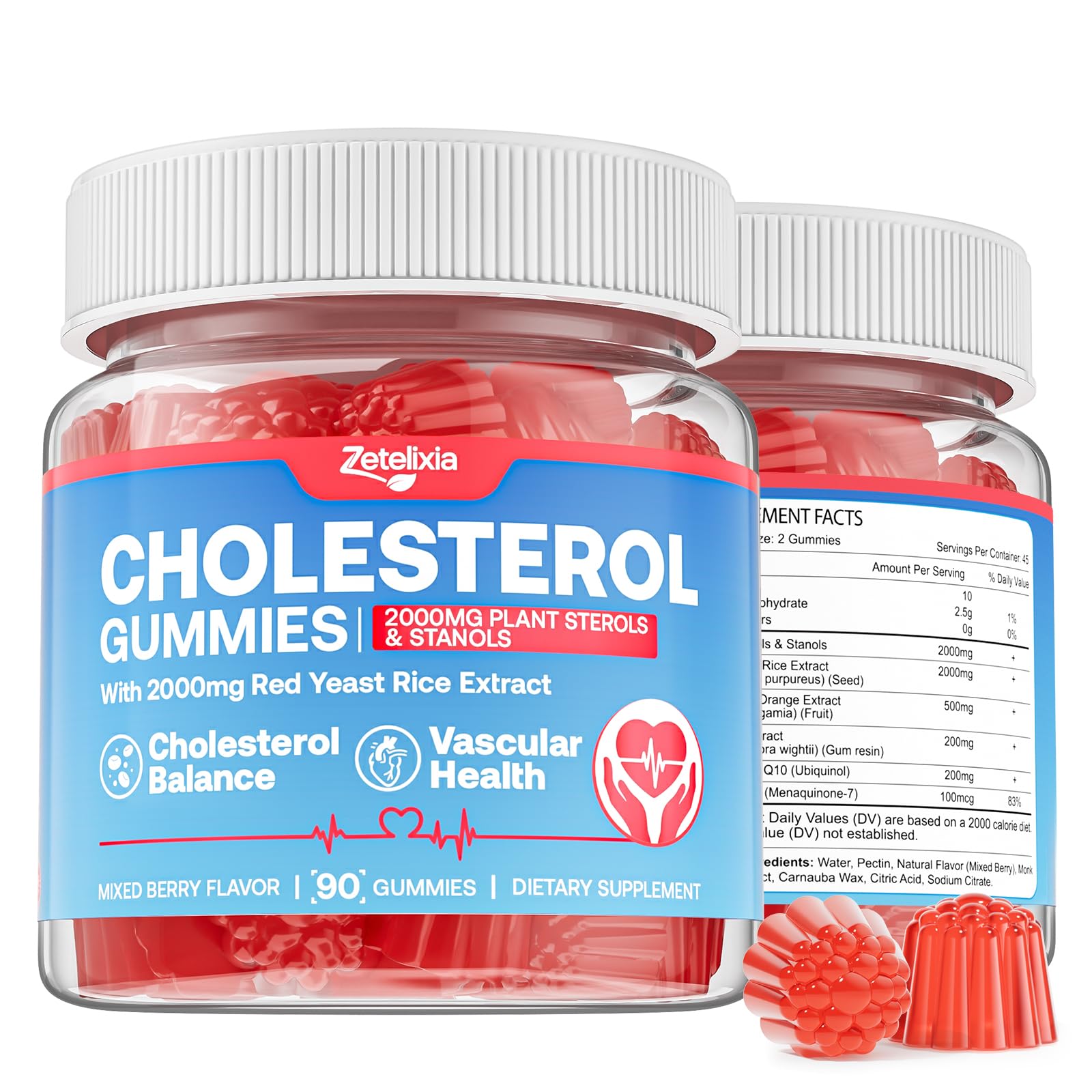 Gommes Zetelixia Cholesterol dans flacon, pratique pour routine quotidienne.