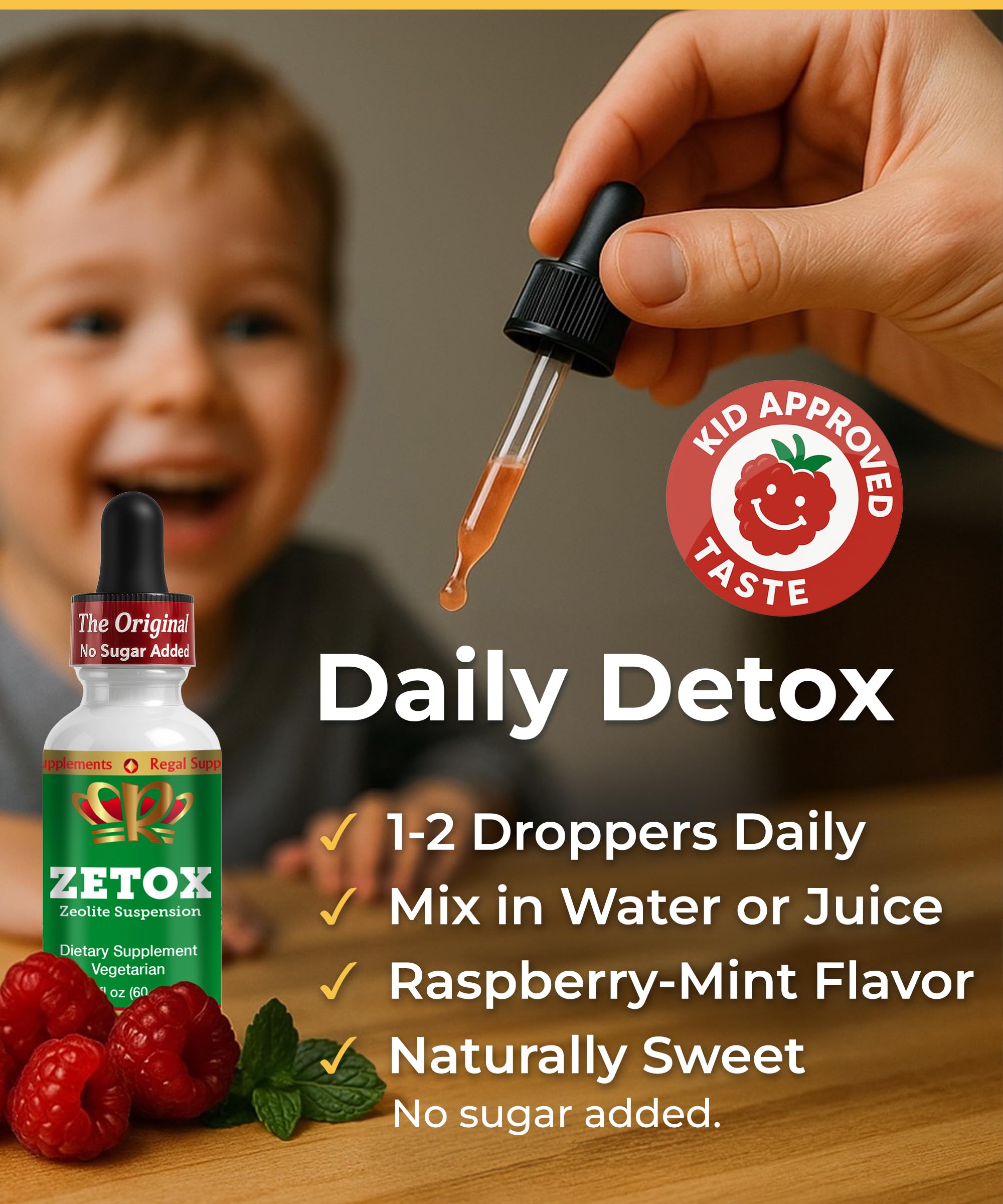 Zeo Health ZETOX – mélange dans l'eau, goût agréable et facile à prendre.