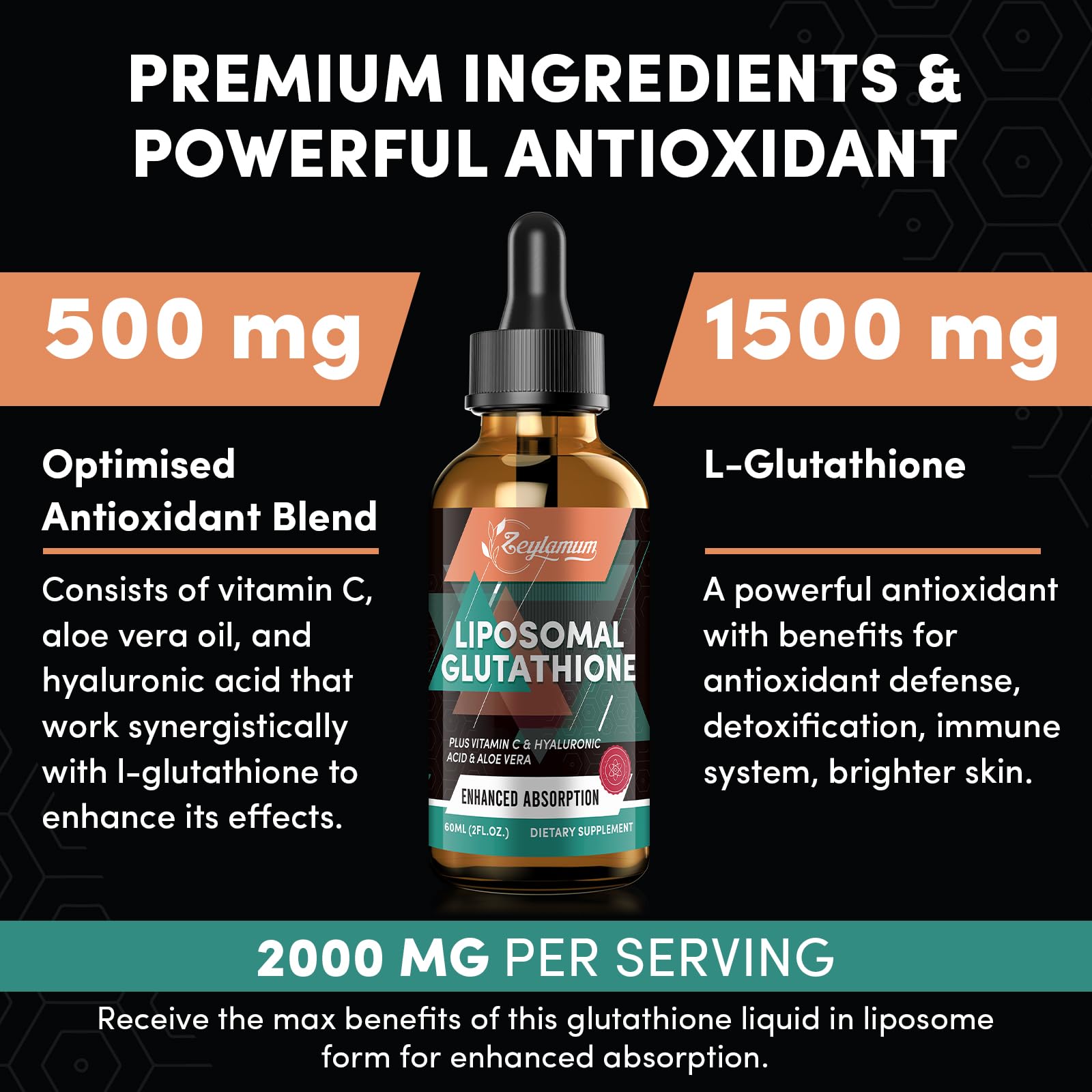 Pouvoir éclairant de la peau grâce au glutathion liposomal Zeylamum.