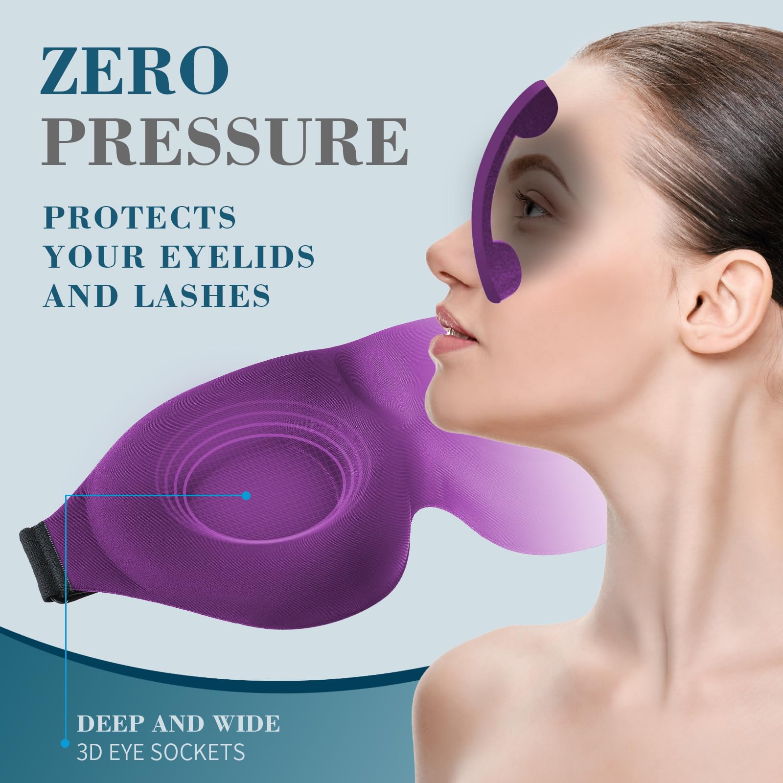 ZGGCD Masque Sommeil sangle double boucles: maintien stable sans irriter les tempes.
