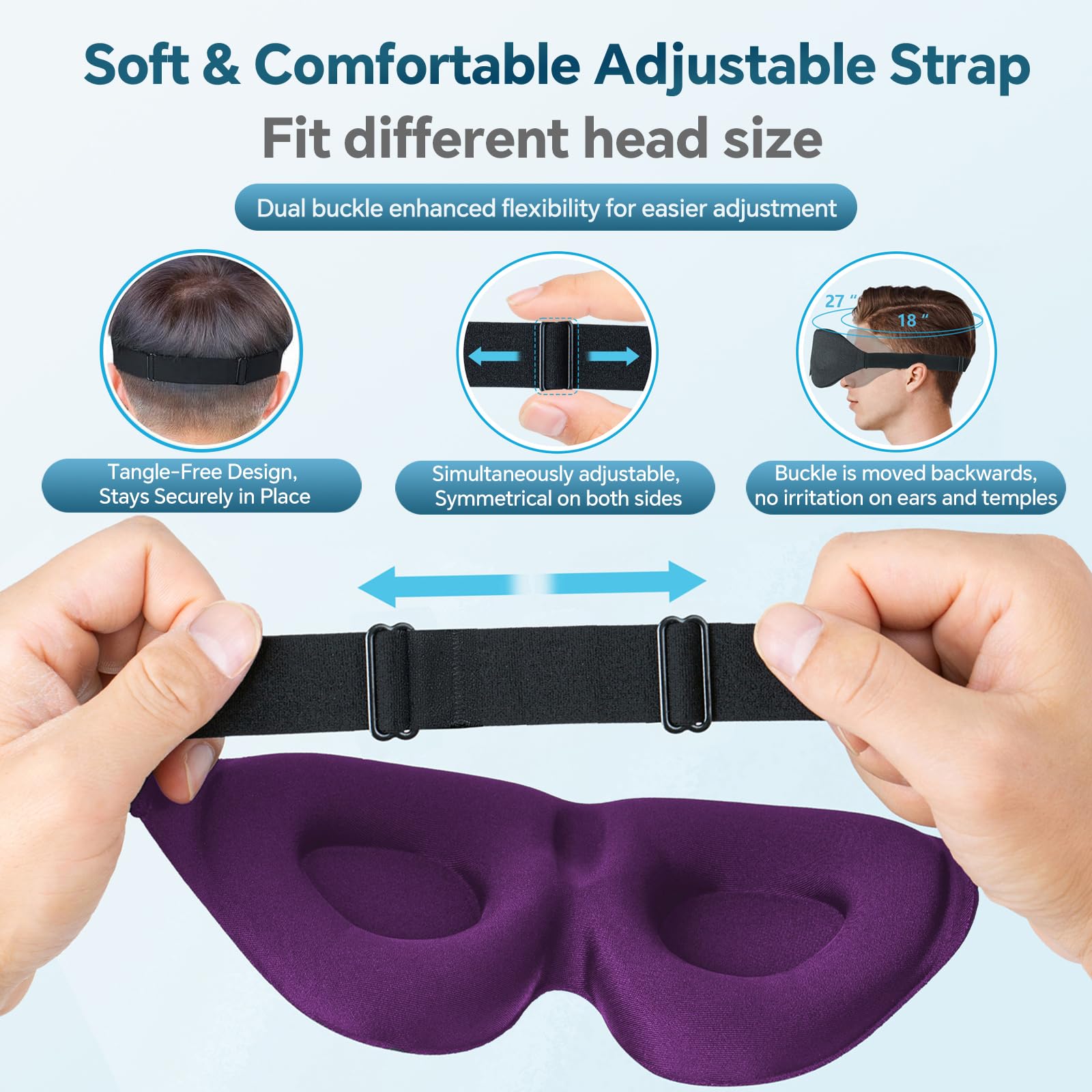 ZGGCD Masque Sommeil violet 3D: allure élégante et confort durable.