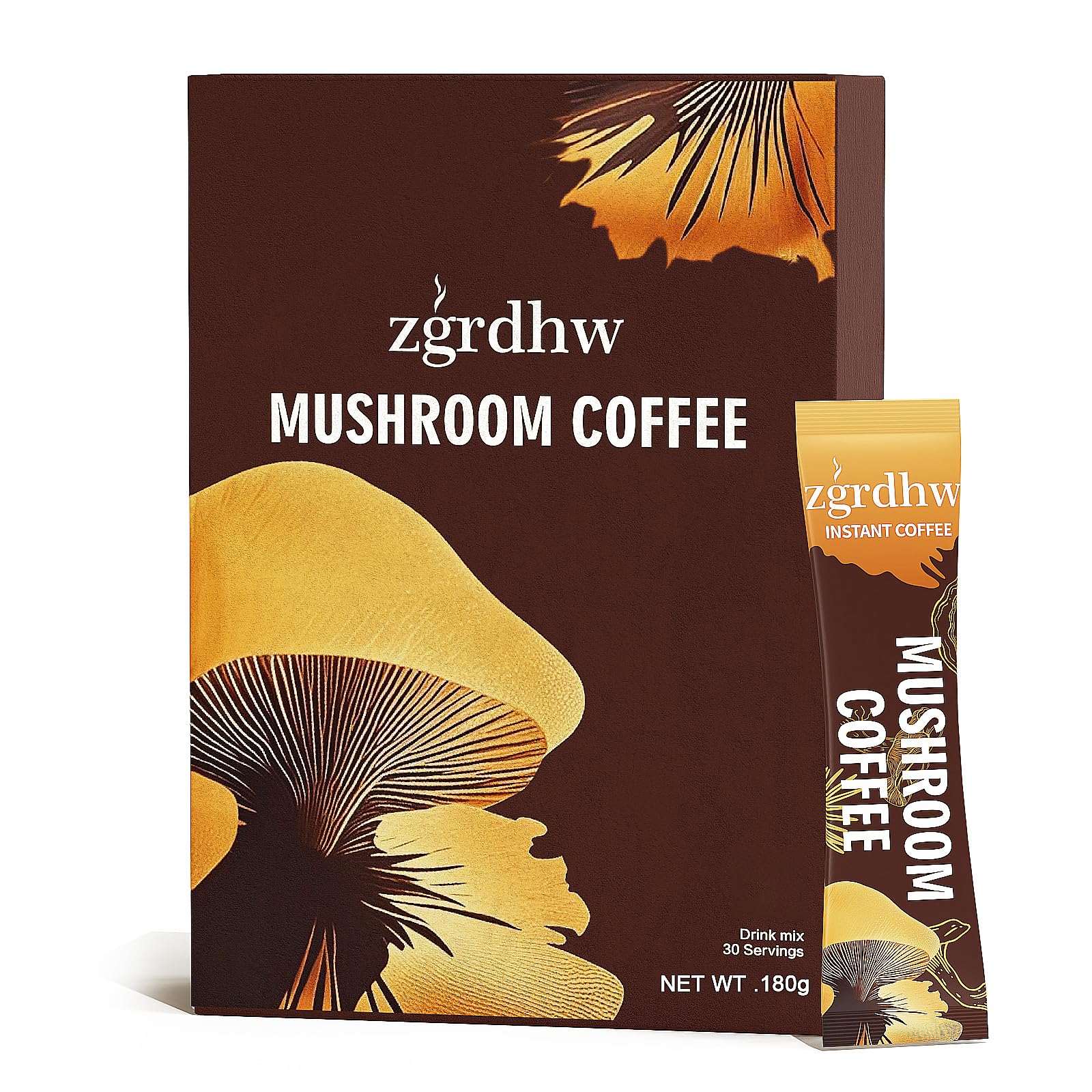 Café zgrdhw aux champignons avec cordyceps pour énergie durable.