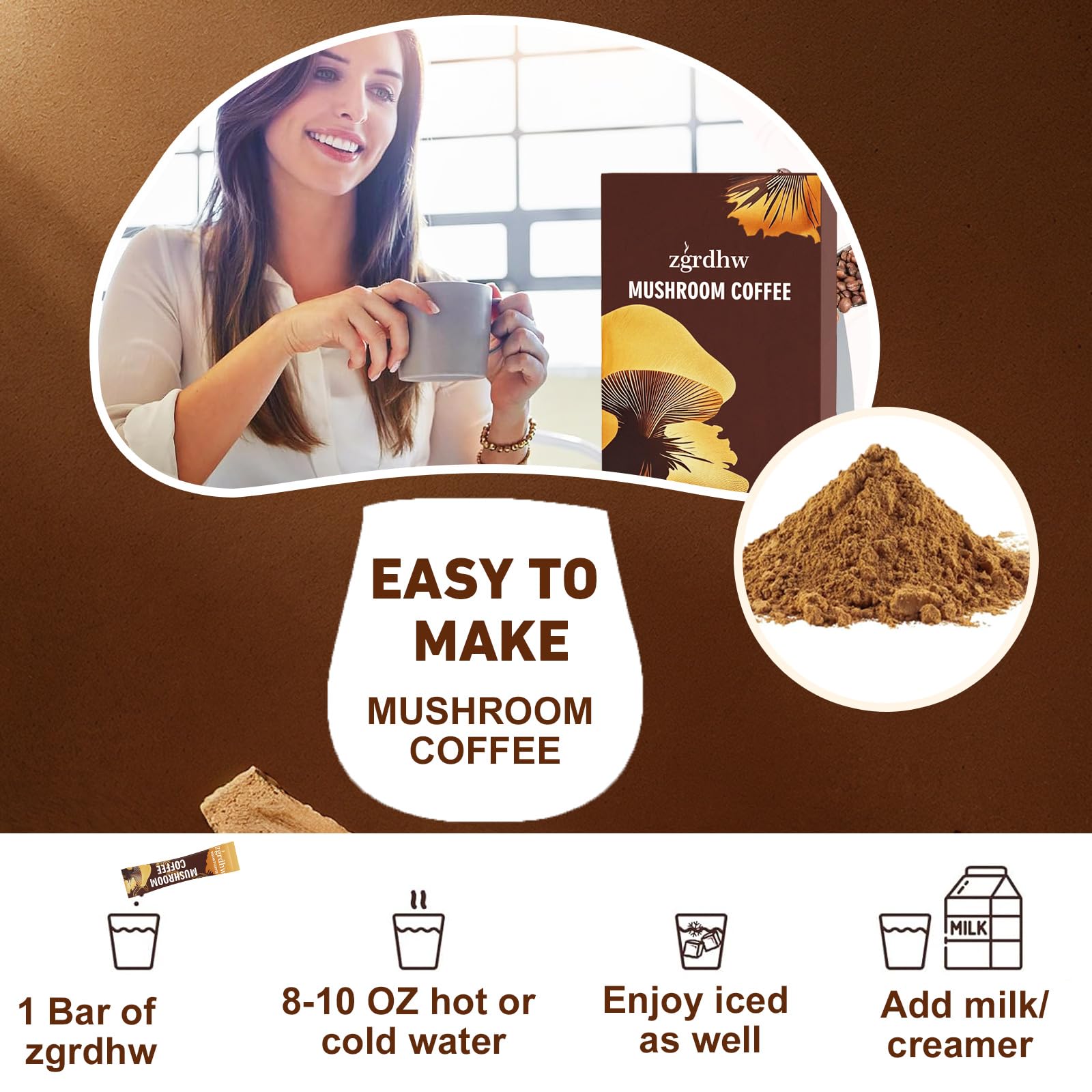 Café zgrdhw au shiitake pour saveur riche.