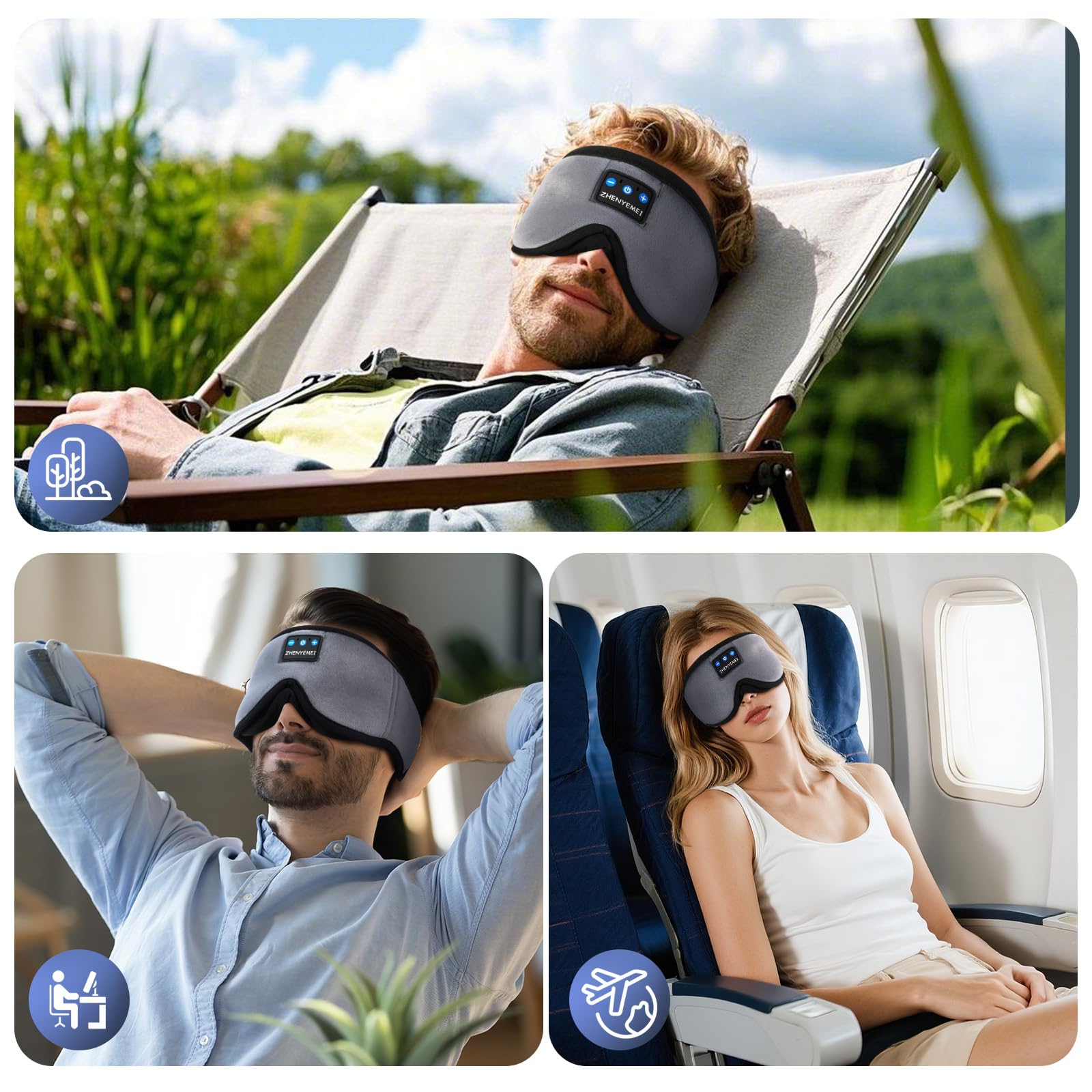 ZHENYEMEI sommeil paisible grâce au masque et à la musique relaxante.