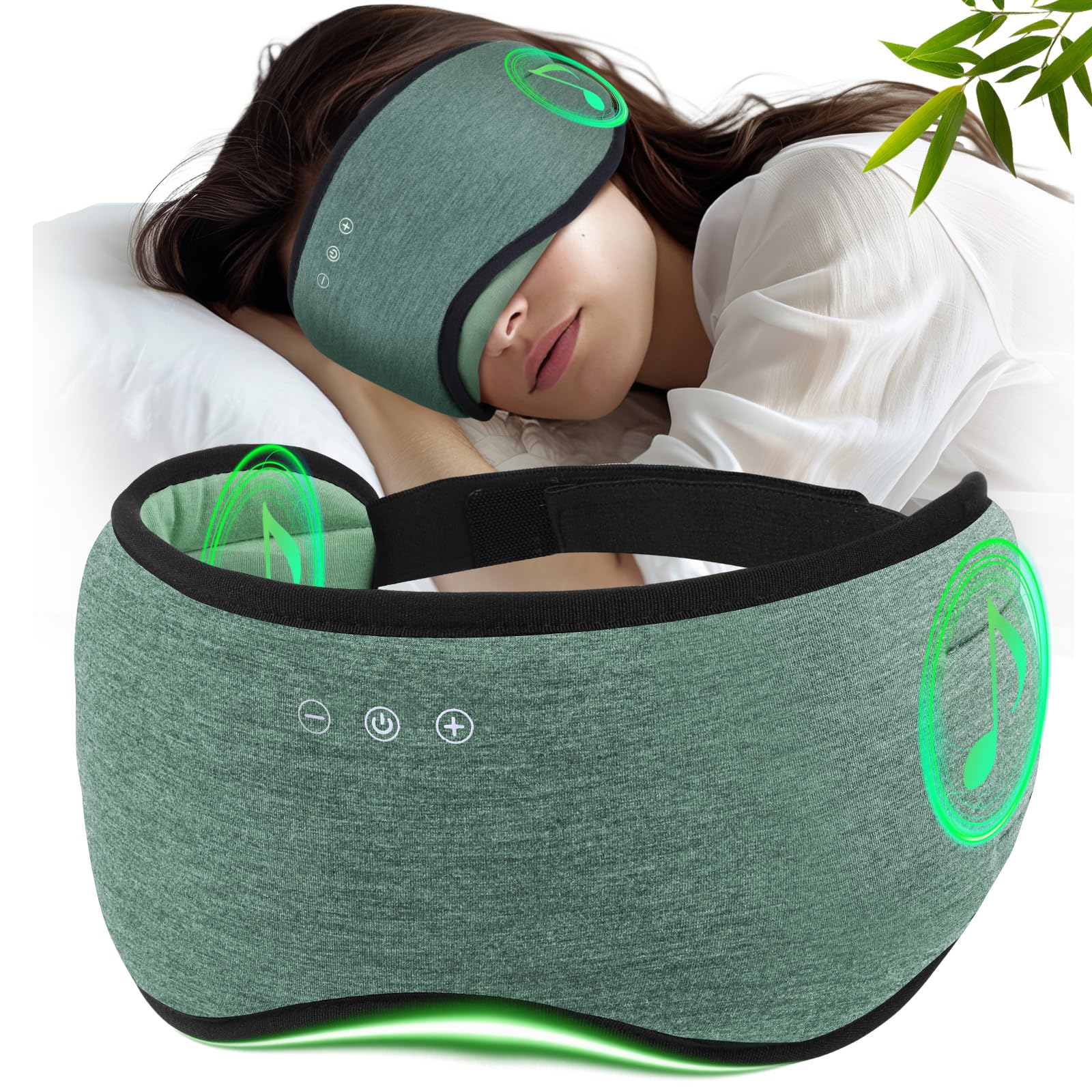ZHENYEMEI masque-sommeil en bambou avec écouteurs pour dormir paisiblement