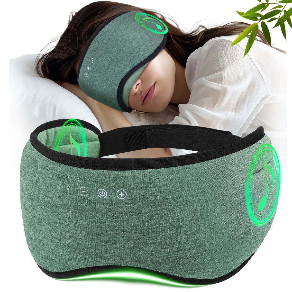 ZHENYEMEI masque-sommeil en bambou avec écouteurs pour dormir paisiblement