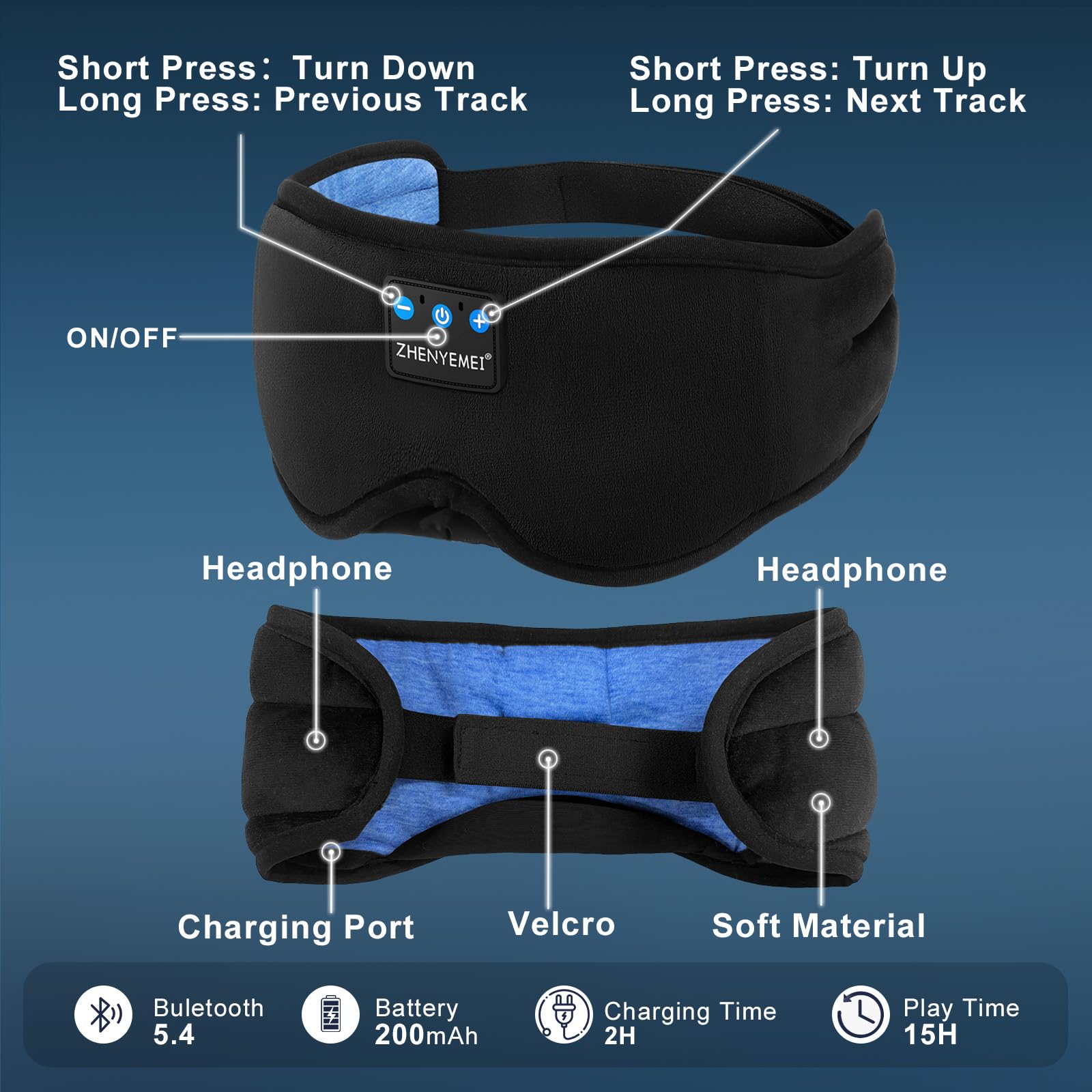 ZHENYEMEI masque-sommeil bluetooth: cadeau polyvalent pour elle et lui.