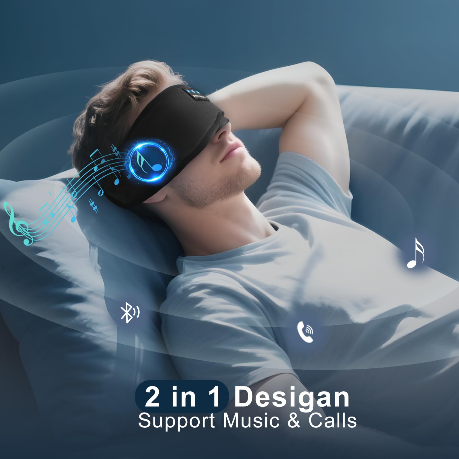ZHENYEMEI masque-sommeil bluetooth: idéal en avion, bureau ou salle de sport.
