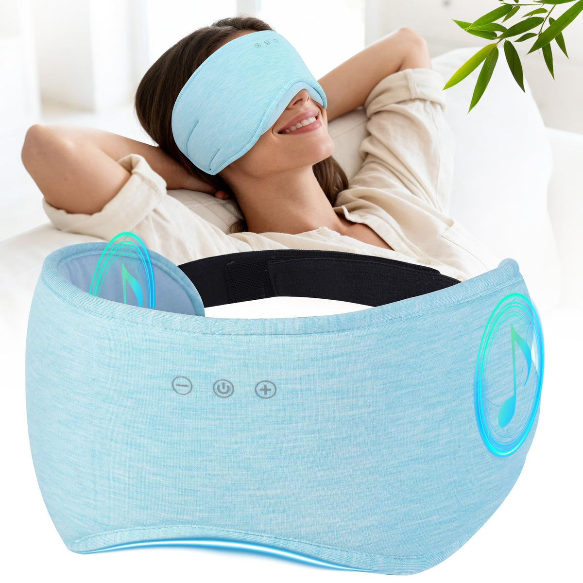 ZHENYEMEI masque-yeux bluetooth en coton bambou pour sommeil confortable.