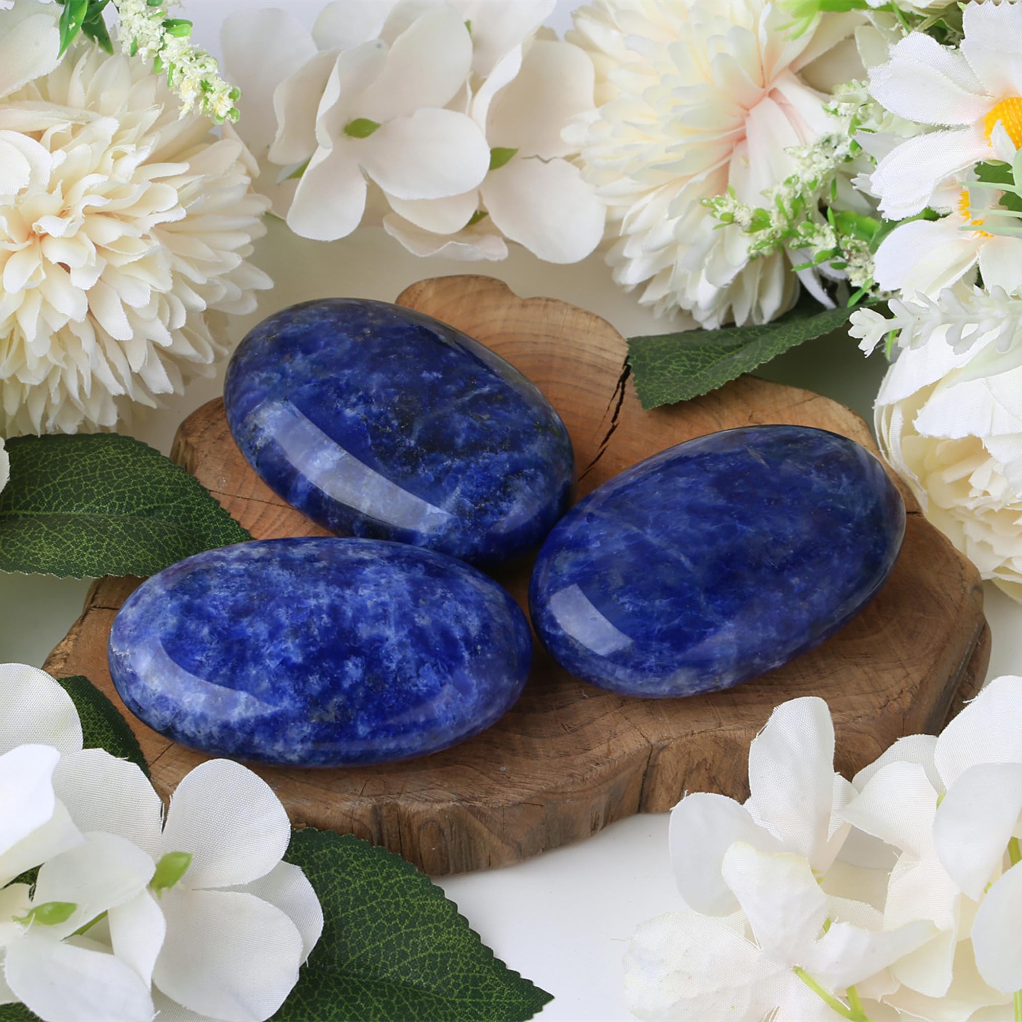 ZHIYUXI accessoire décoratif pierre paume sodalite bleu pour une ambiance zen.