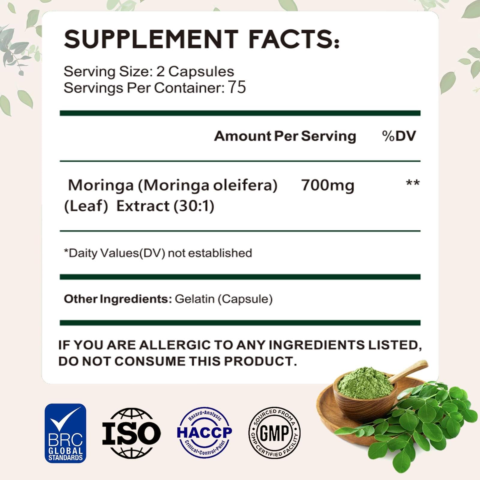 Zhibenon Moringa : formule pure en capsules, sans additifs.