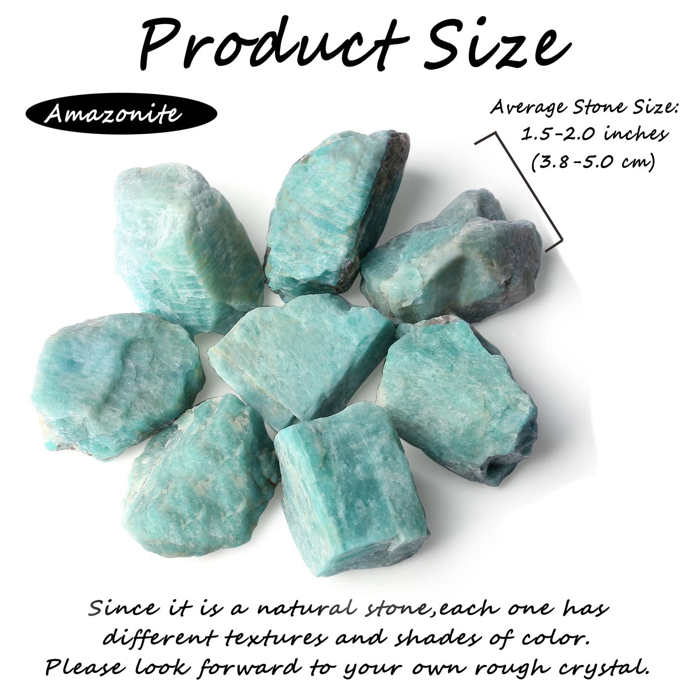 Pierre brute amazonite ZHIYUXI pour travail sur chakras et méditation.