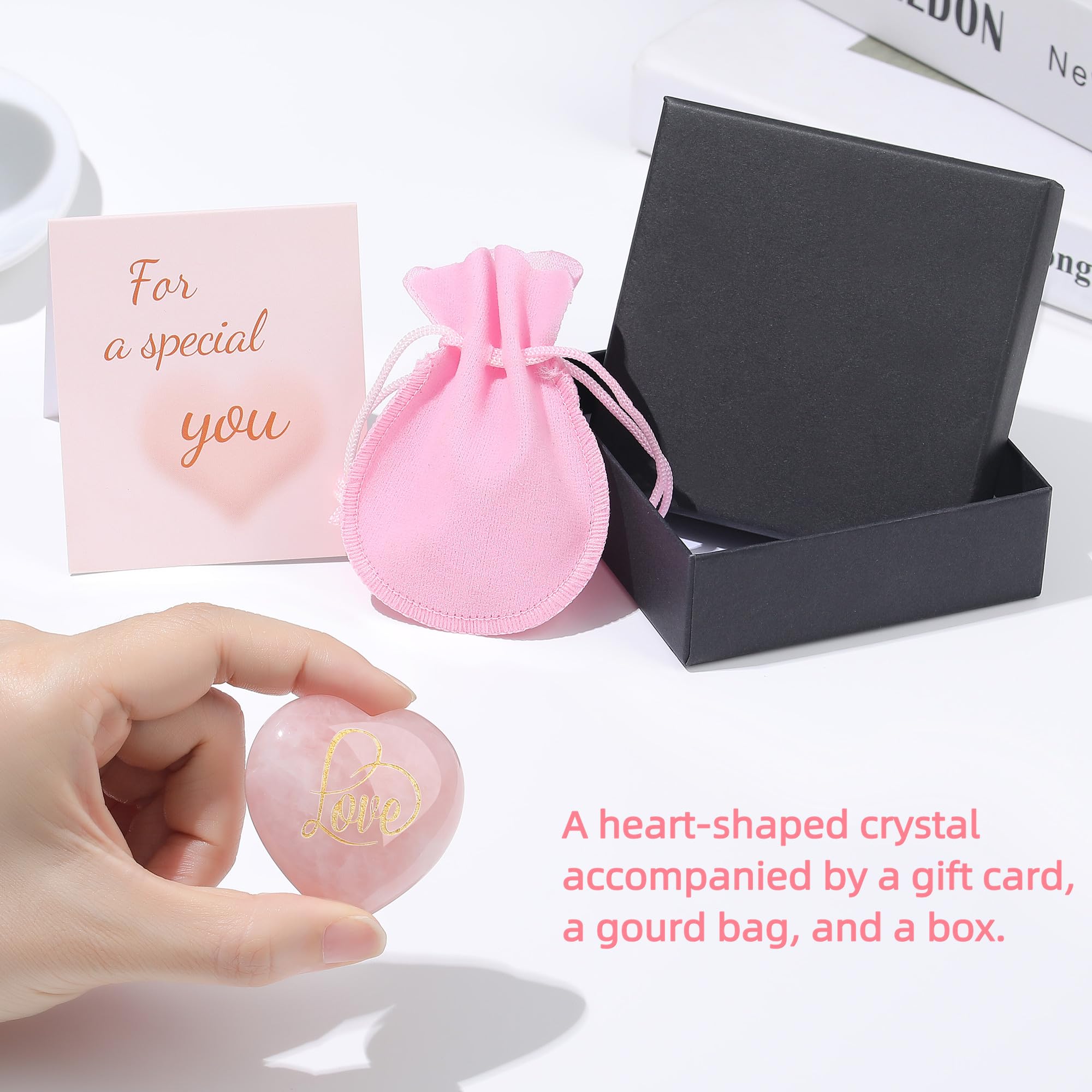 ZHIYUXI cœur quartz rose gravé: cadeau tendre pour elle et occasions spéciales.