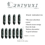 Pierre labradorite noire ZHIYUXI sur étagère, ambiance apaisante.