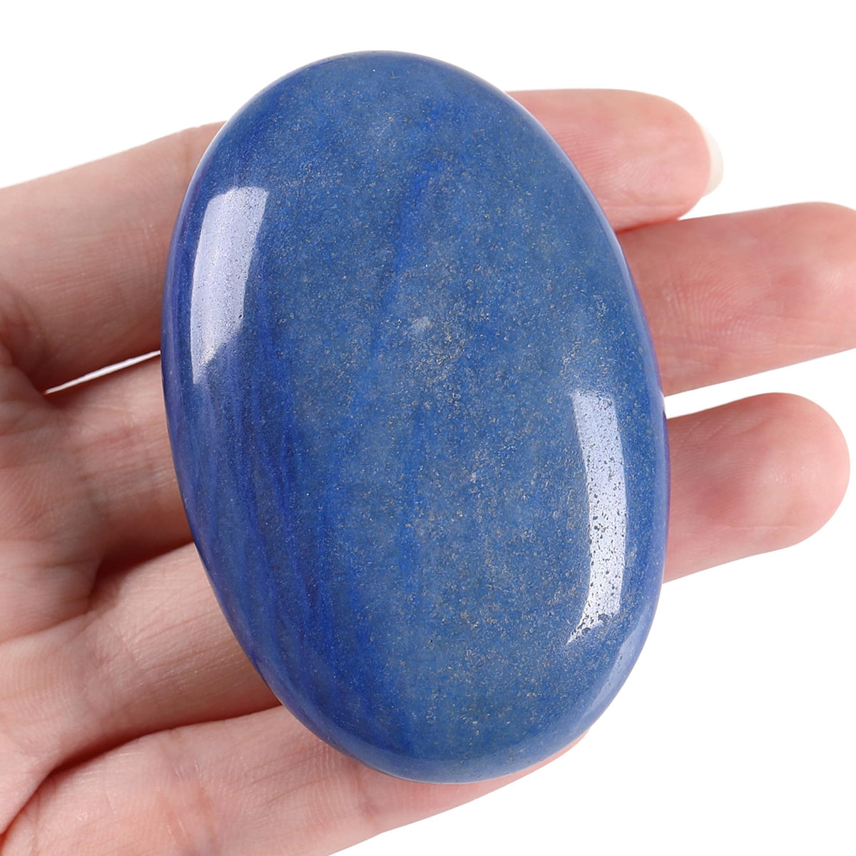 ZHIYUXI pierre palm stone ovale bleu aventurine pour la détente et la méditation