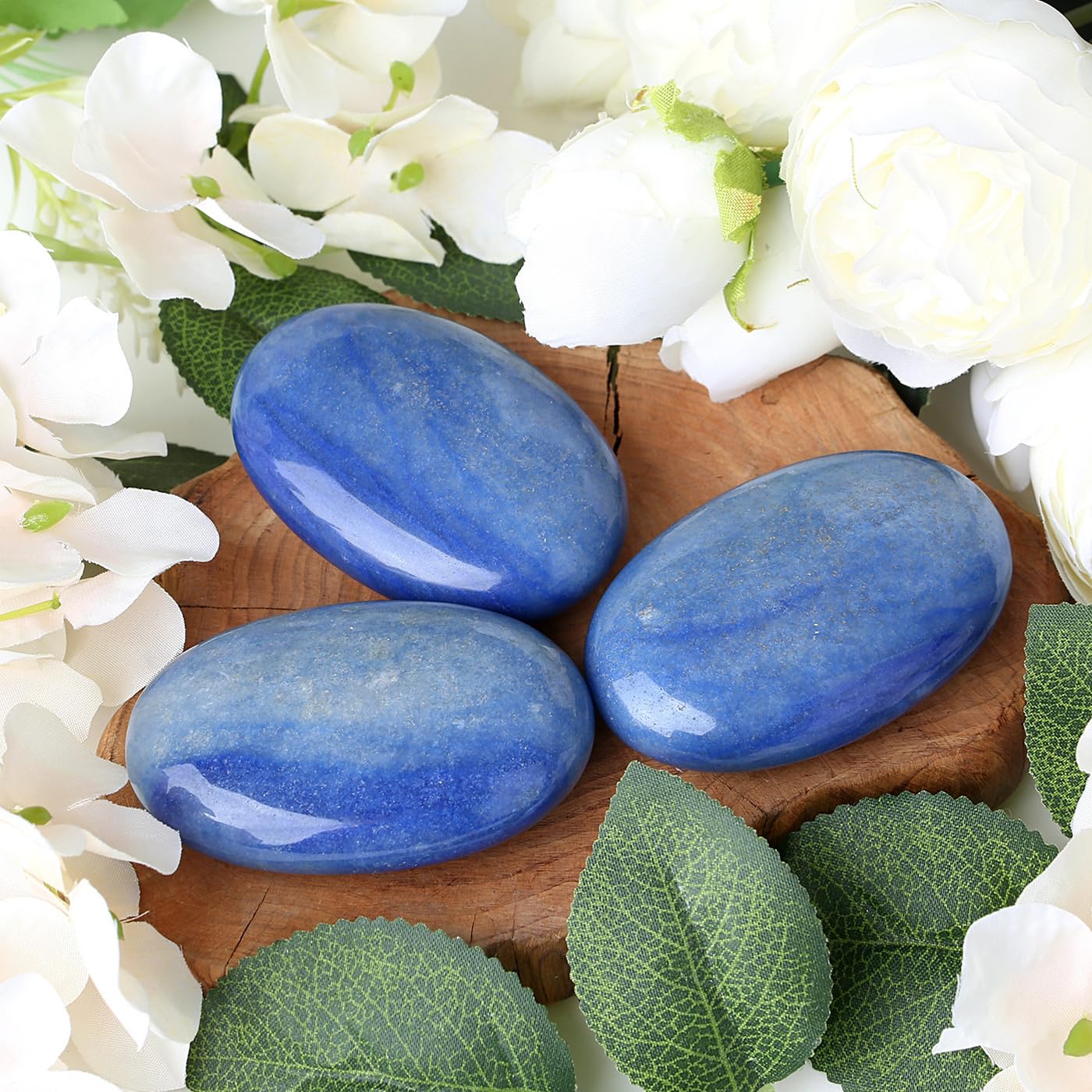 ZHIYUXI pierre décorative bleu aventurine ovale, parfaite pour relaxation et énergie positive