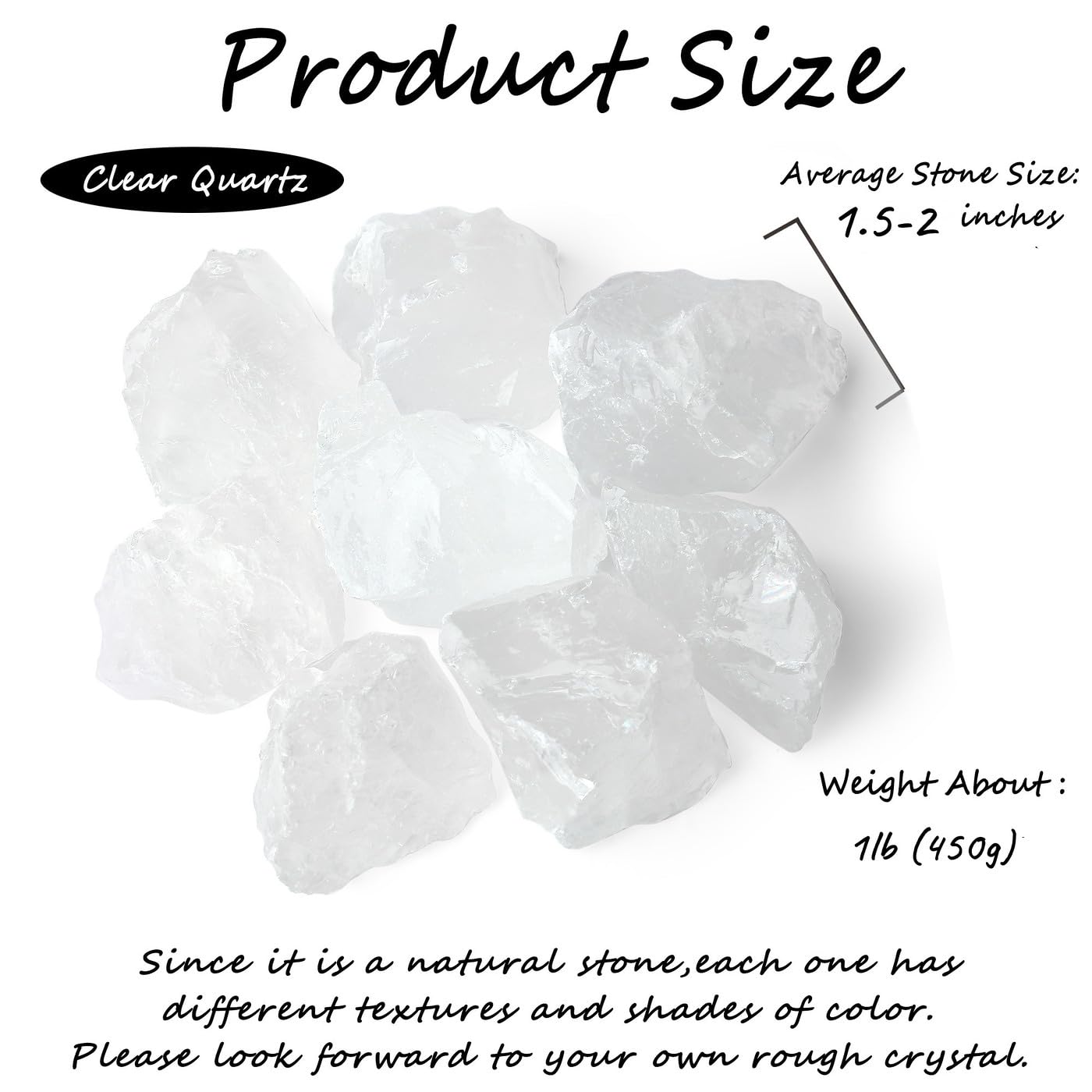 ZHIYUXI quartz clair brut – pièces décoratives pour maison et jardin, énergie positive.