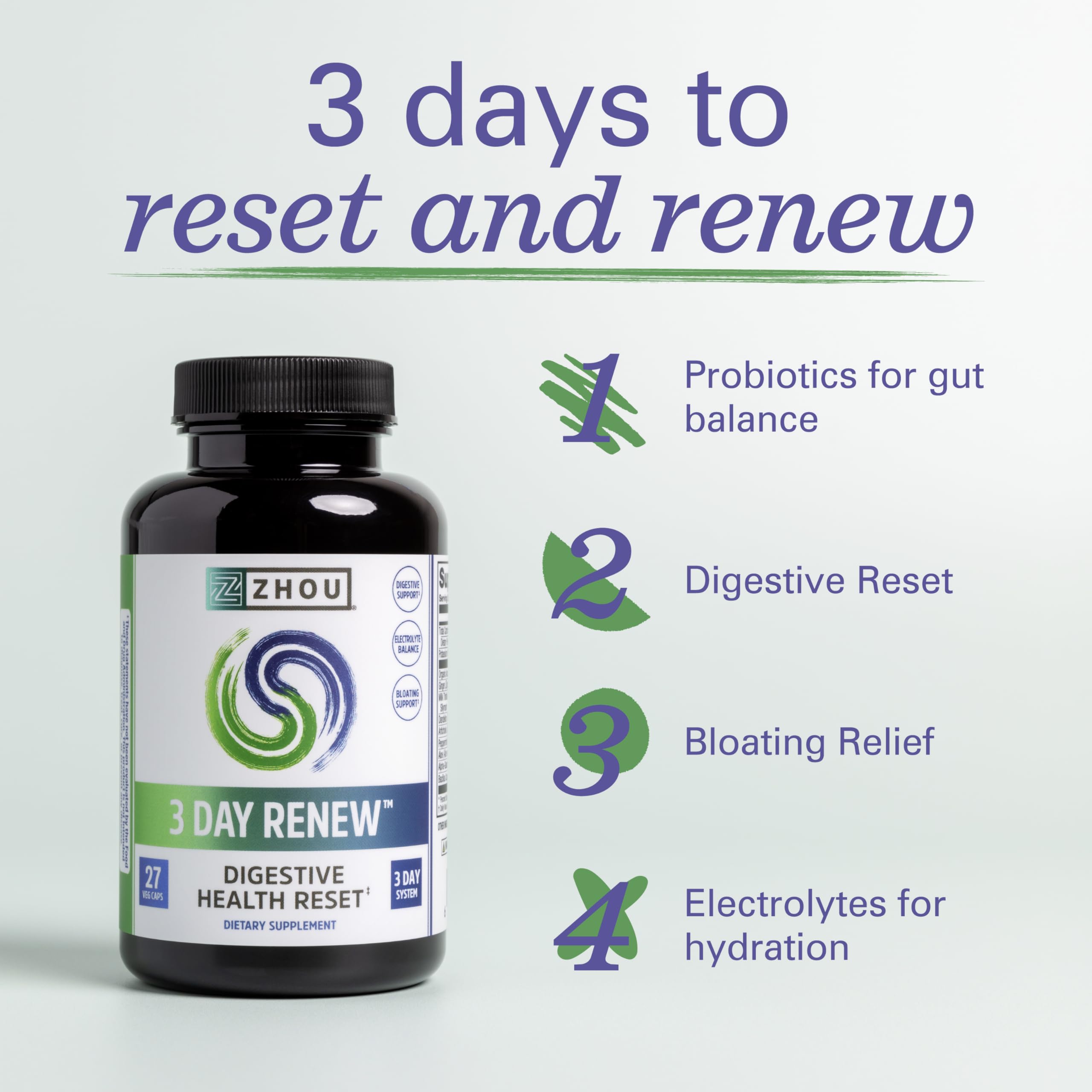 ZHOU 3 Day Renew – Probiotiques Bacillus coagulans pour l’équilibre intestinal