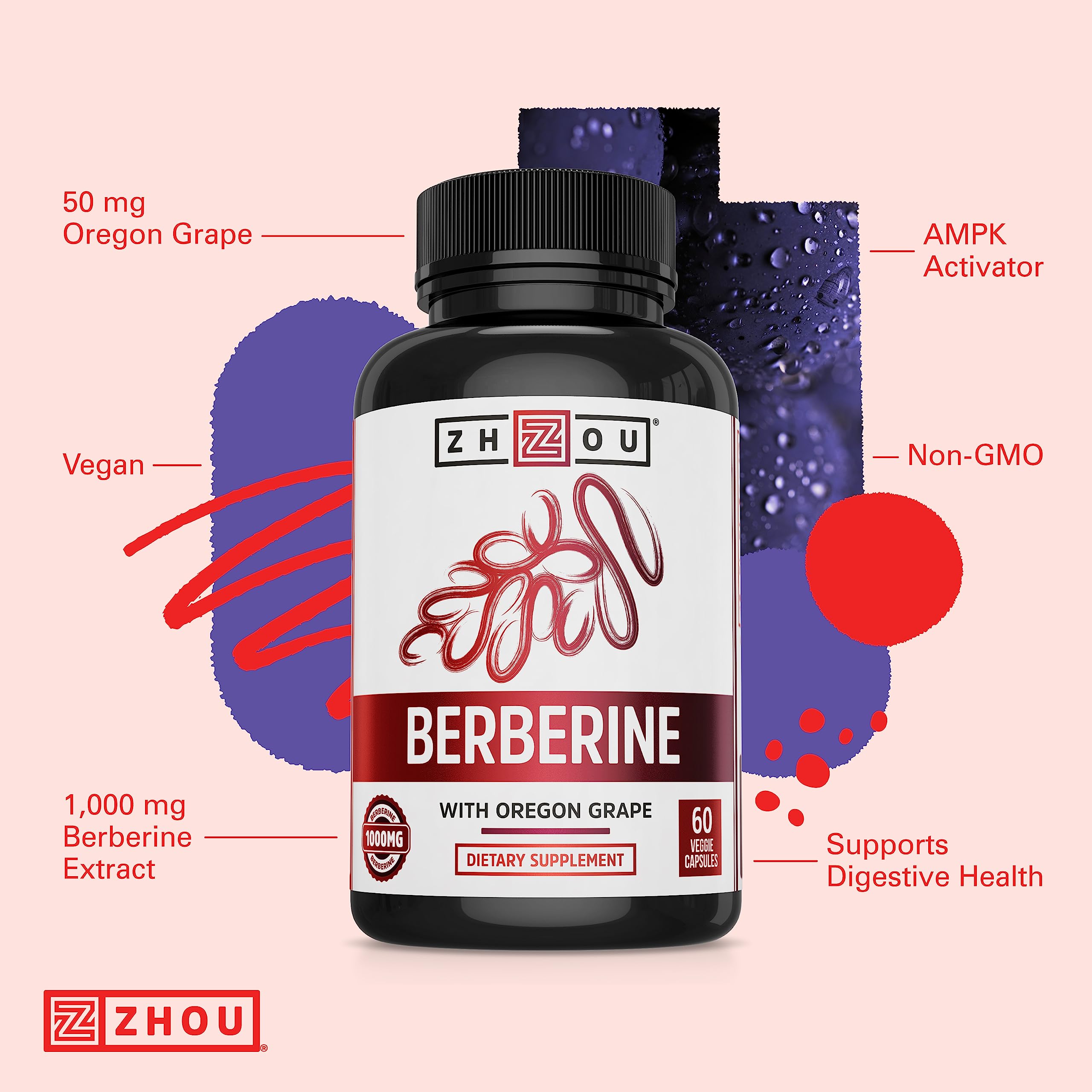 ZHOU Berberine : dosage 1000 mg par capsule, utilisation quotidienne pratique.