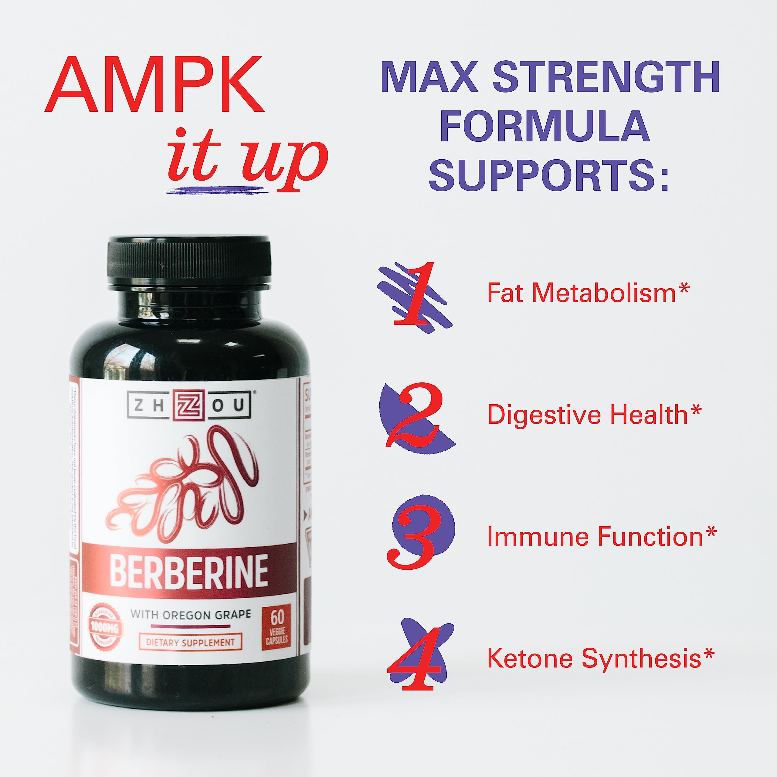 ZHOU Berberine : pilules rondes, dosage clair pour l'usage pratique.