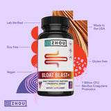 Étiquette vegan et sans gluten de ZHOU Bloat Blast+.