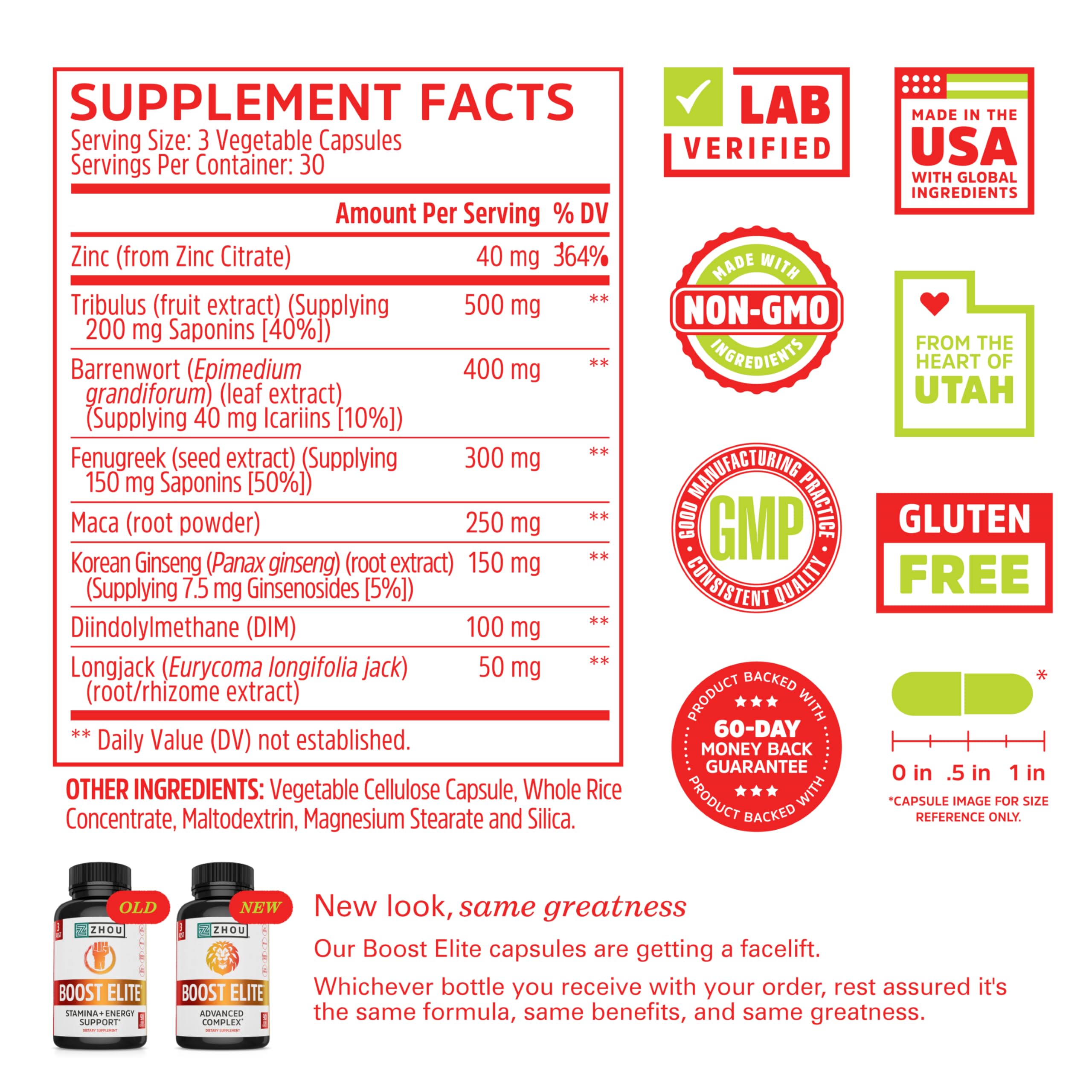 Zhou Boost Elite - composants naturels visibles pour votre vitalité au quotidien.